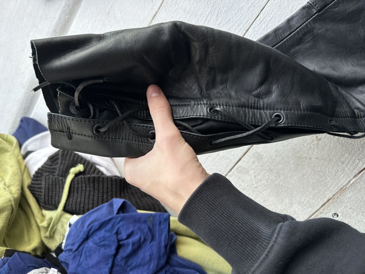 Leather 🚨GRAIL LEATHER PANTS RACING VNTG Cowboy Biker Leather Pants Size US 27 - 7 Thumbnail