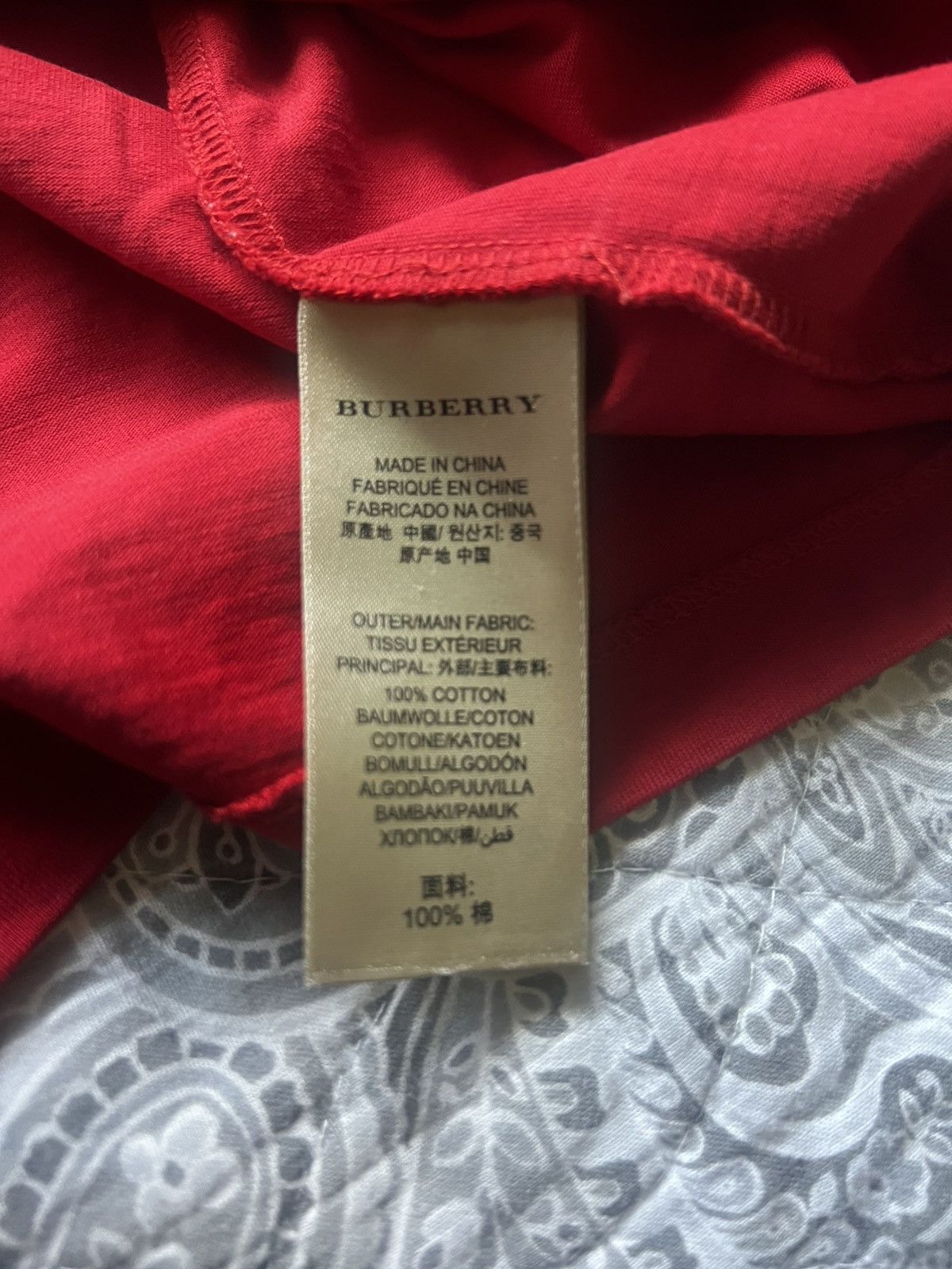 Burberry Burberry Red Embroidered Logo T-Shirt (M) Size US M / EU 48-50 / 2 - 5 Thumbnail
