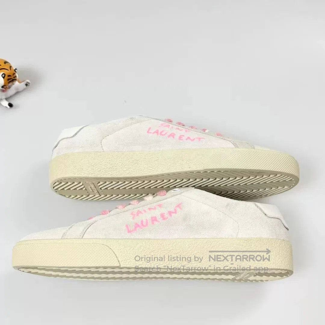 Yves Saint Laurent YSL Pastel Pink Suede Side Logo Sneakers. Size US 7 / IT 37 - 2 Thumbnail