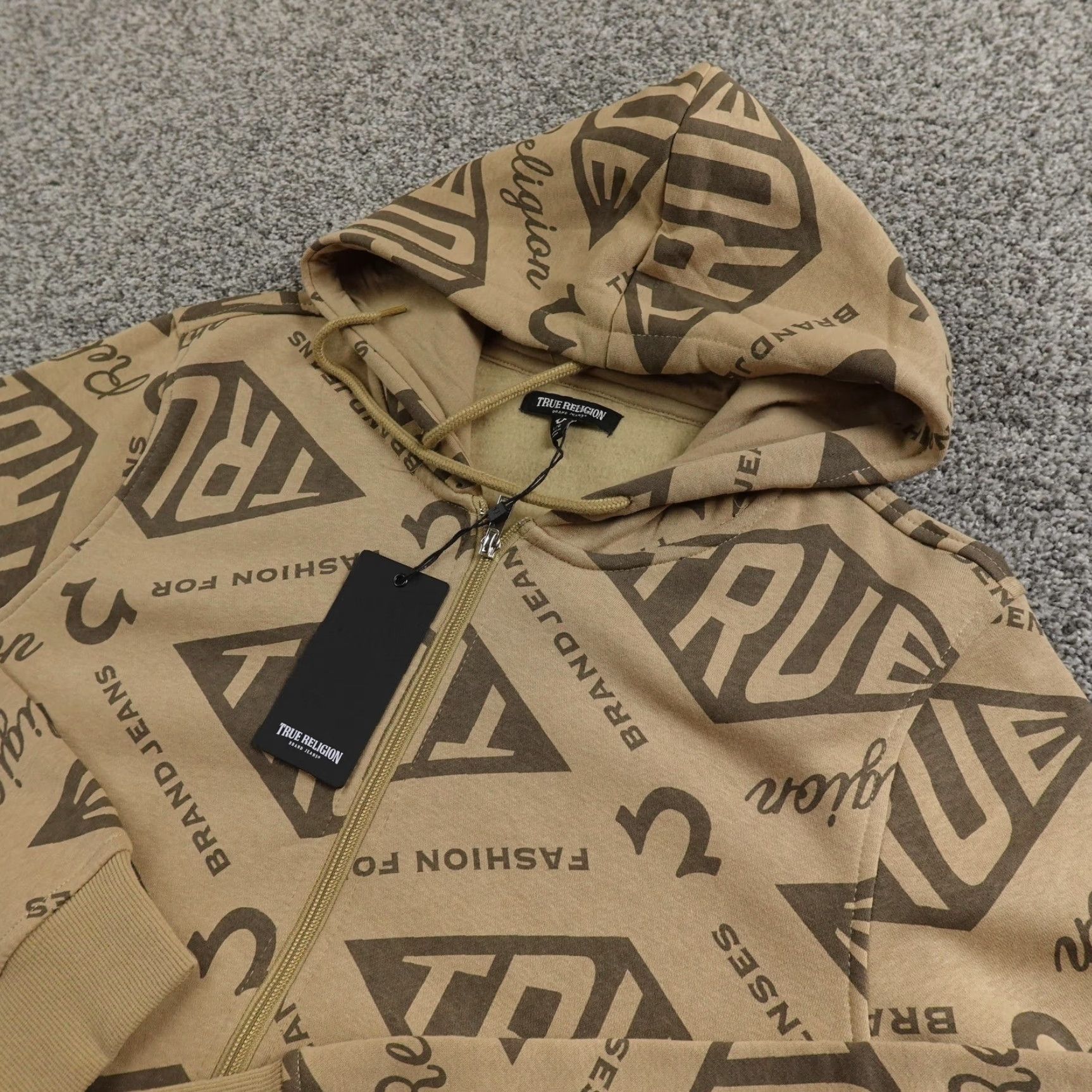 True Religion NEW True Religion Hoodie Mens L Beige Horseshoe Logo Full Zip Sweatshirt Jacket Size US L / EU 52-54 / 3 - 2 Thumbnail