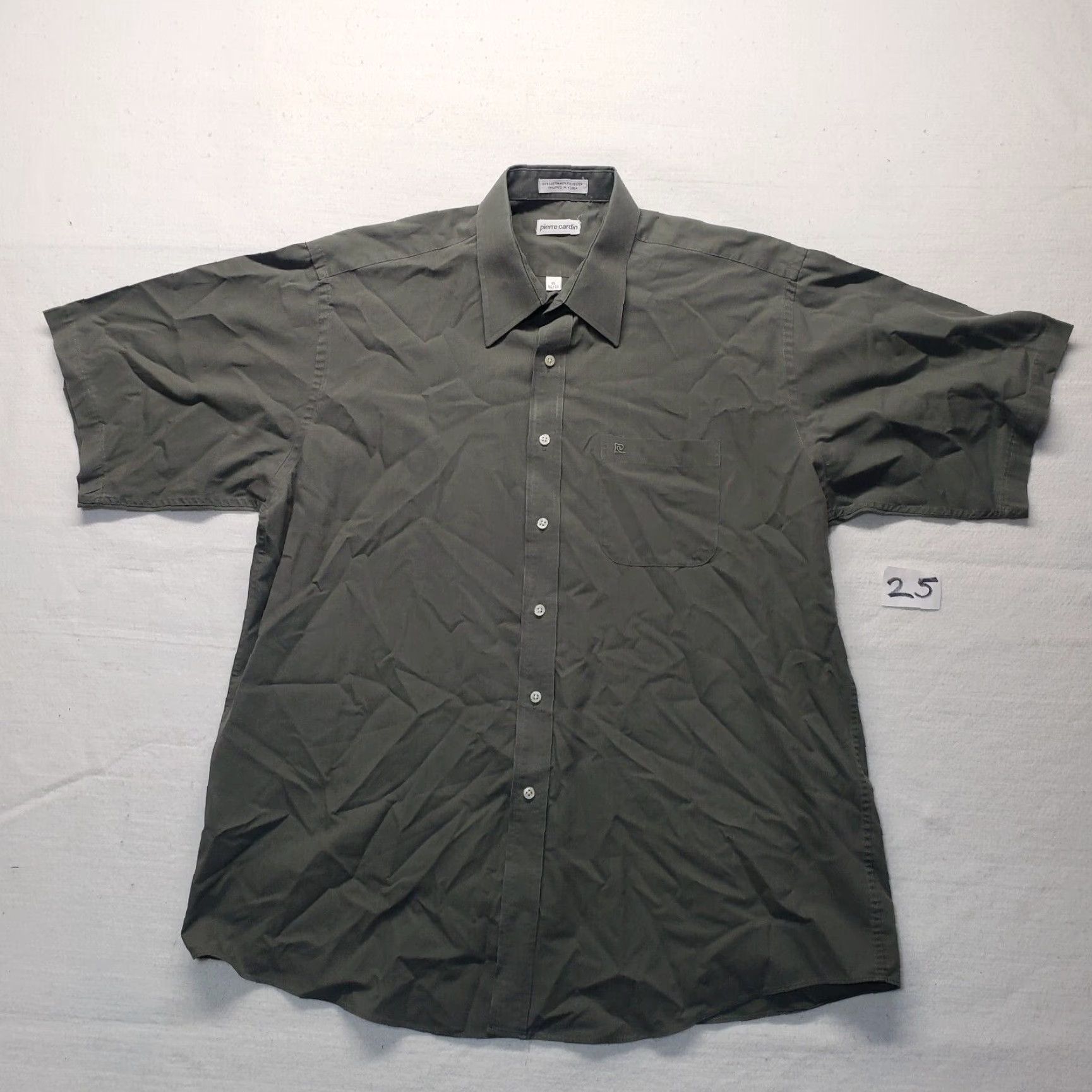 Pierre Cardin Pierre Cardin Dress Shirt Solid Gray Short Sleeve 17 32/33 Adult Men Conservative Casual Shirt Mens Gray 17 in Collar Size 46R - 2 Thumbnail