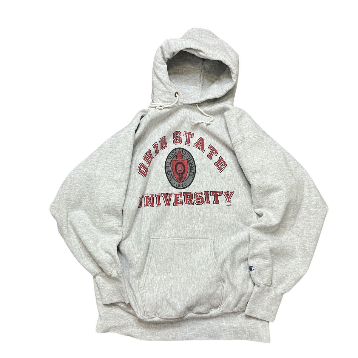 image of Champion Reverse Weave Ohio State Hoodie in Grey, Men's (Size 2XL)