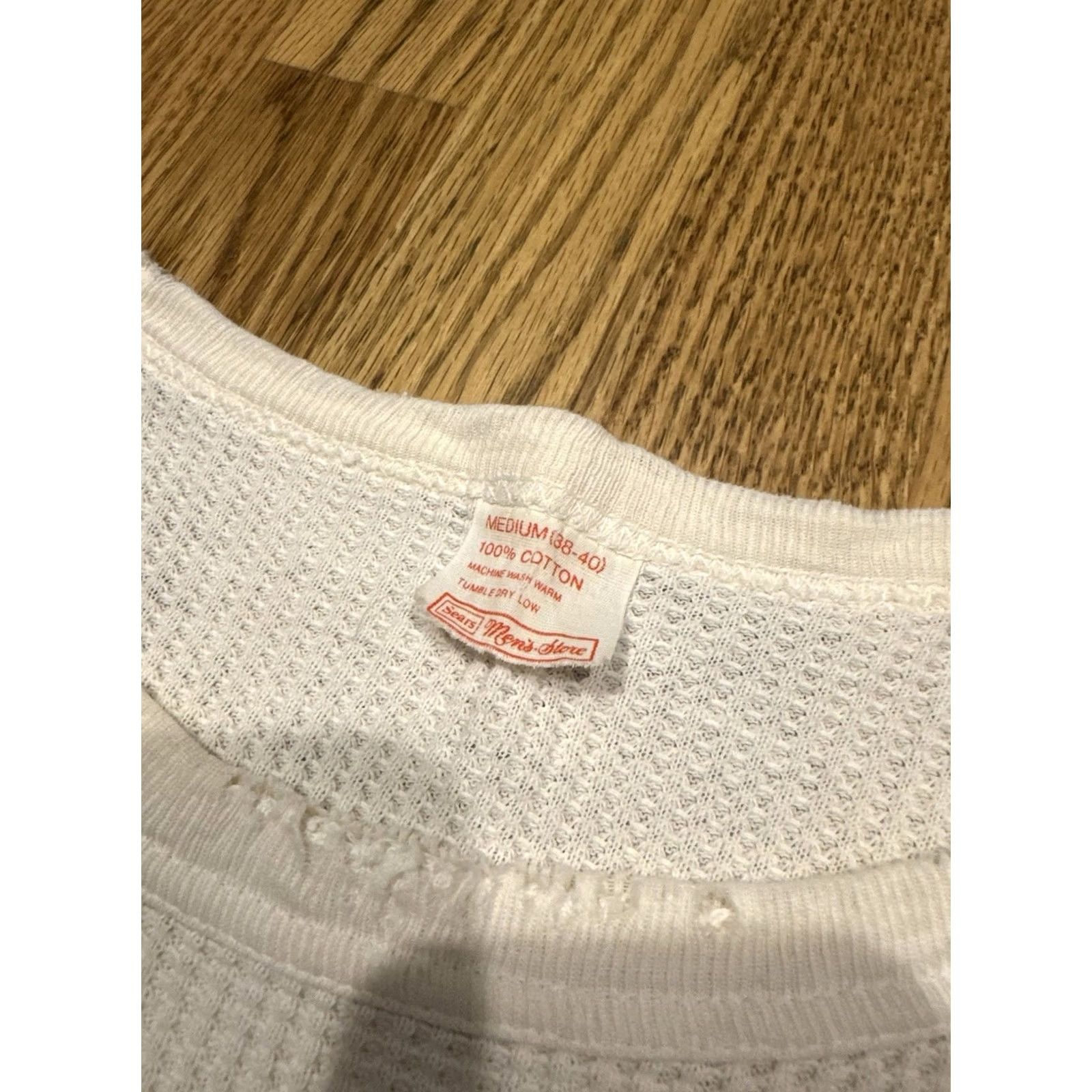 Sears VINTAGE Sears Thermal Long Sleeve Pocket Shirt Mens M White 50s 60s AS IS Flaws Size US M / EU 48-50 / 2 - 2 Thumbnail