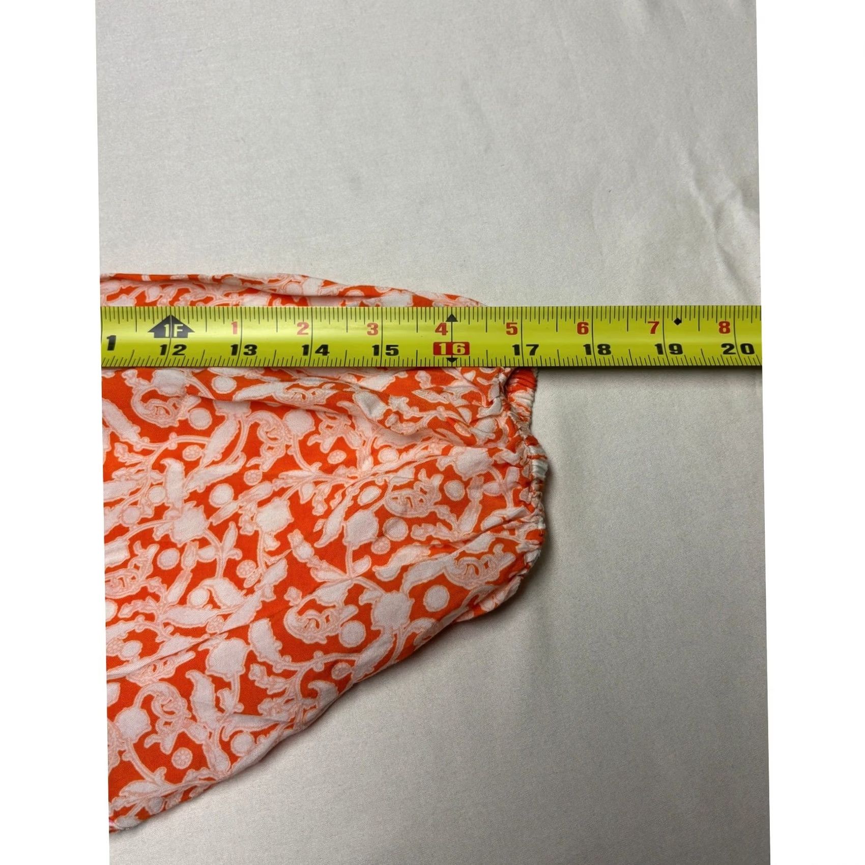 Vintage Rose + Olive Floral Patchwork Blouse Orange Womens XL Rayon 3/4 Balloon Size XL / US 12-14 / IT 48-50 - 7 Thumbnail
