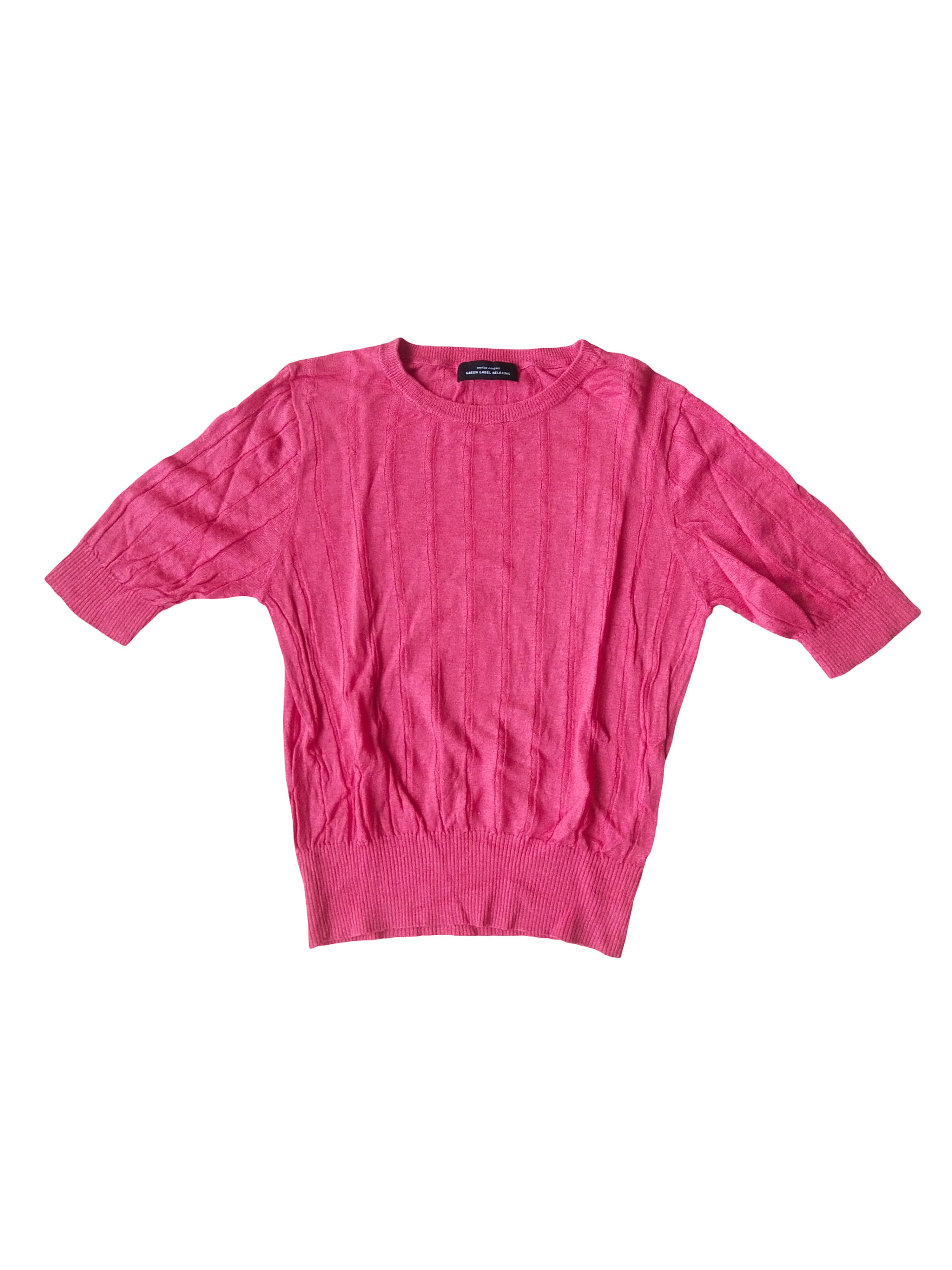 United Arrows United Arrows Green Label Relaxing Pink 100% Linen Knit Top Size S / US 4 / IT 40 - 1 Thumbnail