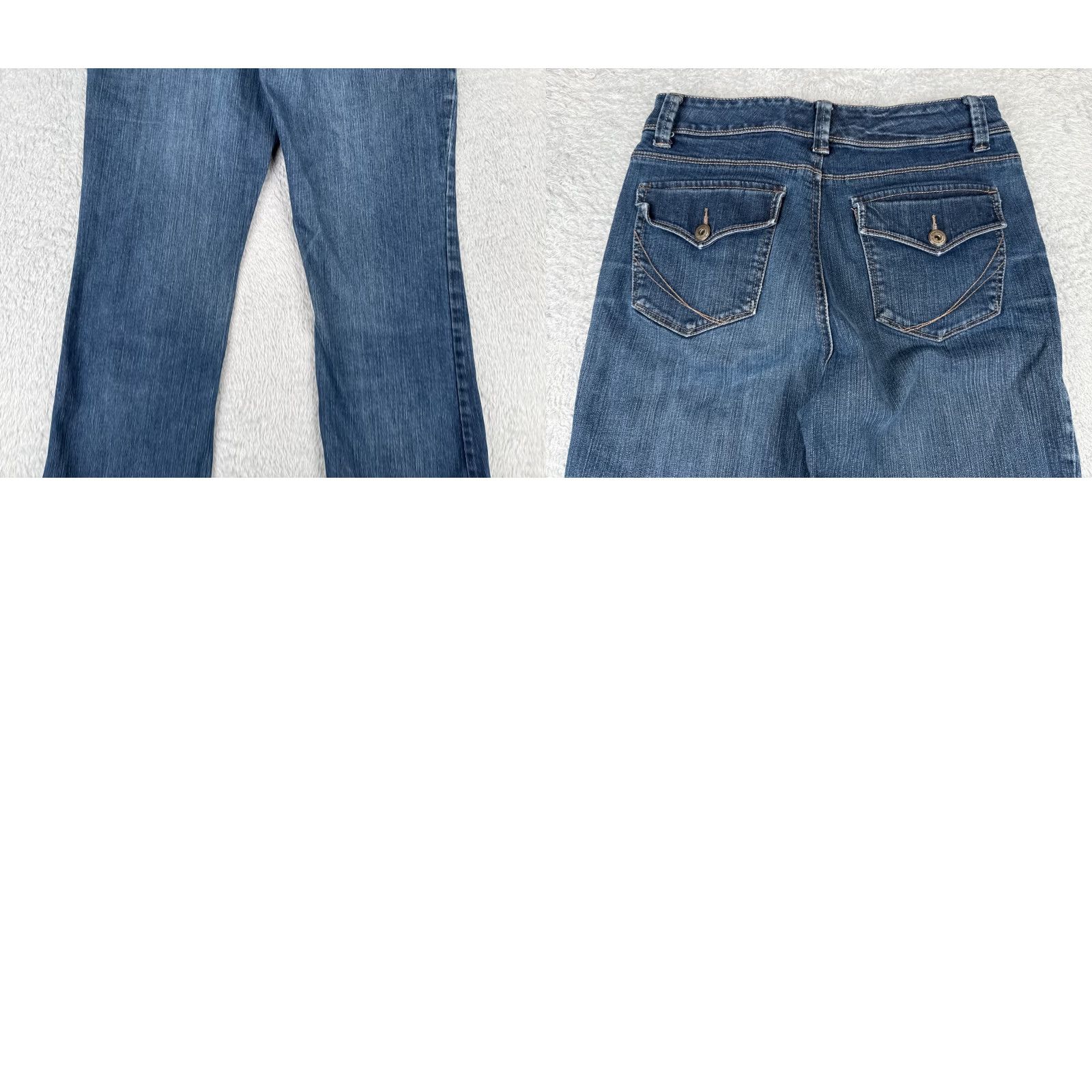 Denime Sonoma Jeans Womens 10 Blue Denim Flared Mid Rise 28x29 Cotton Stretch Jeans - City Theme, 5-Pocket, Dark Wash, Regular Size 32" / US 10 / IT 46 - 10 Thumbnail