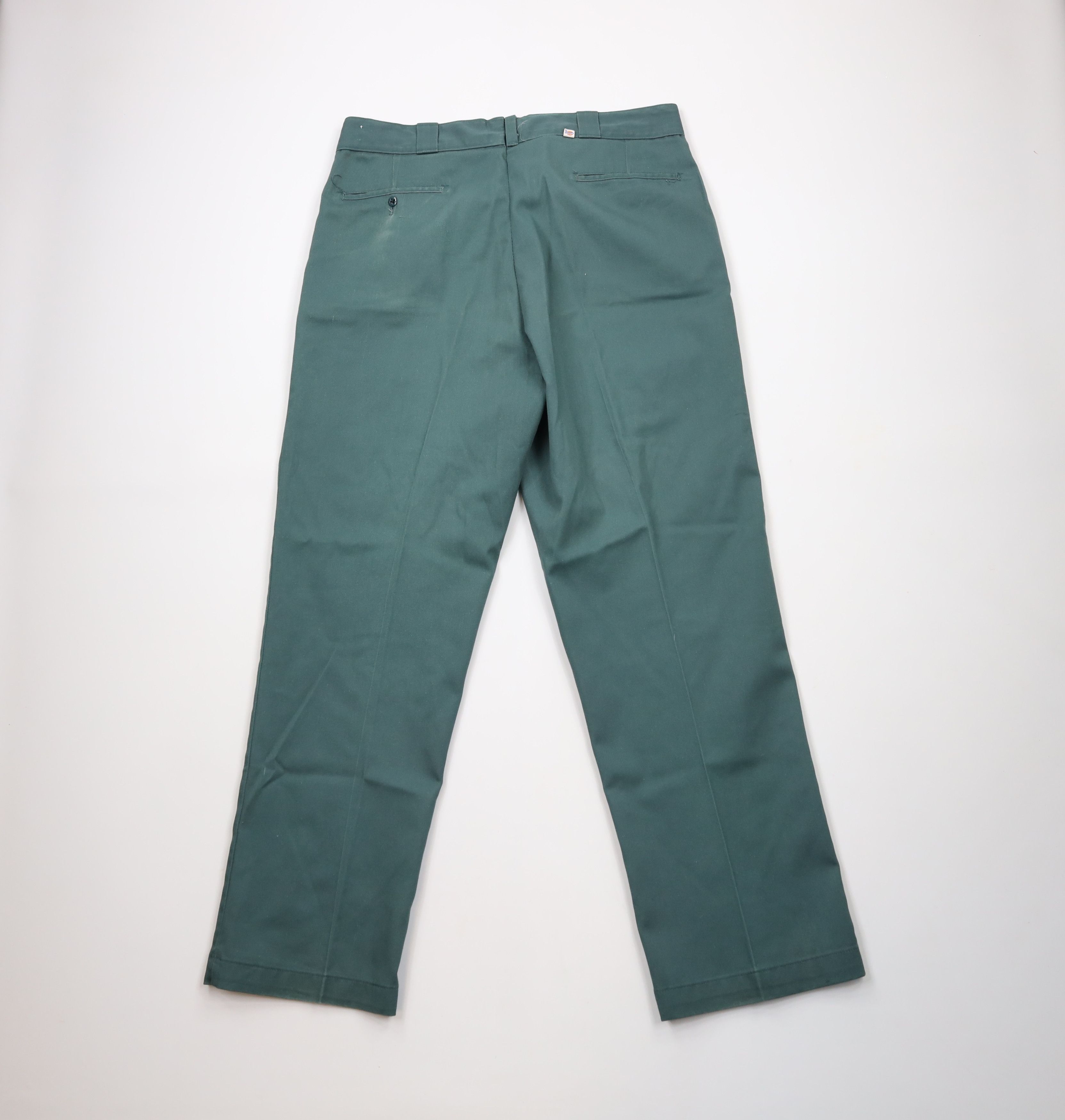 Dickies × Vintage Vintage 90s Dickies Spell Out Wide Leg Work Pants Green USA Size US 38 / EU 54 - 7 Thumbnail