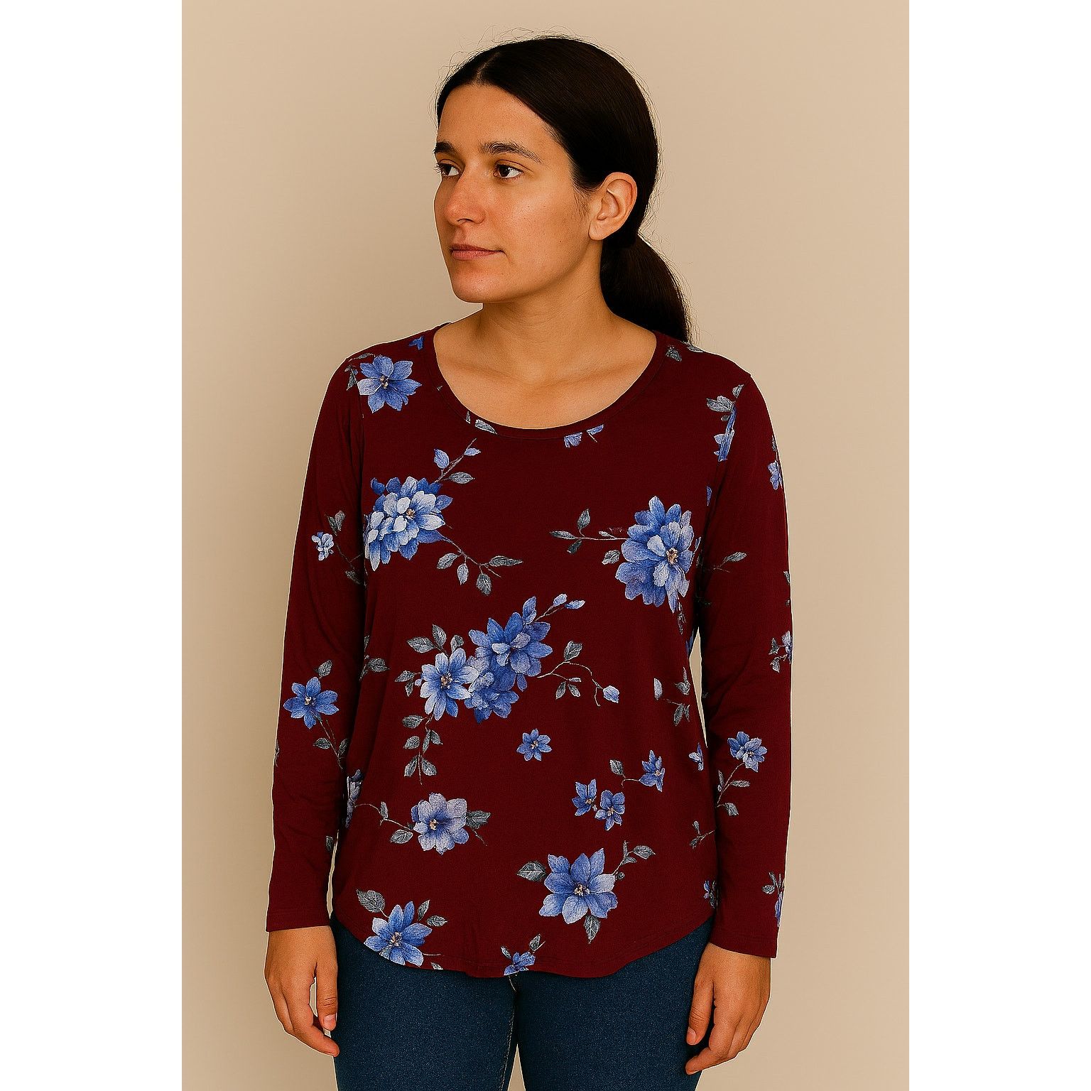 Other NWT LuLaRoe SMALLFloral Burgundy Lynnae Shirt Top Blouse Size S / US 4 / IT 40 - 1 Thumbnail