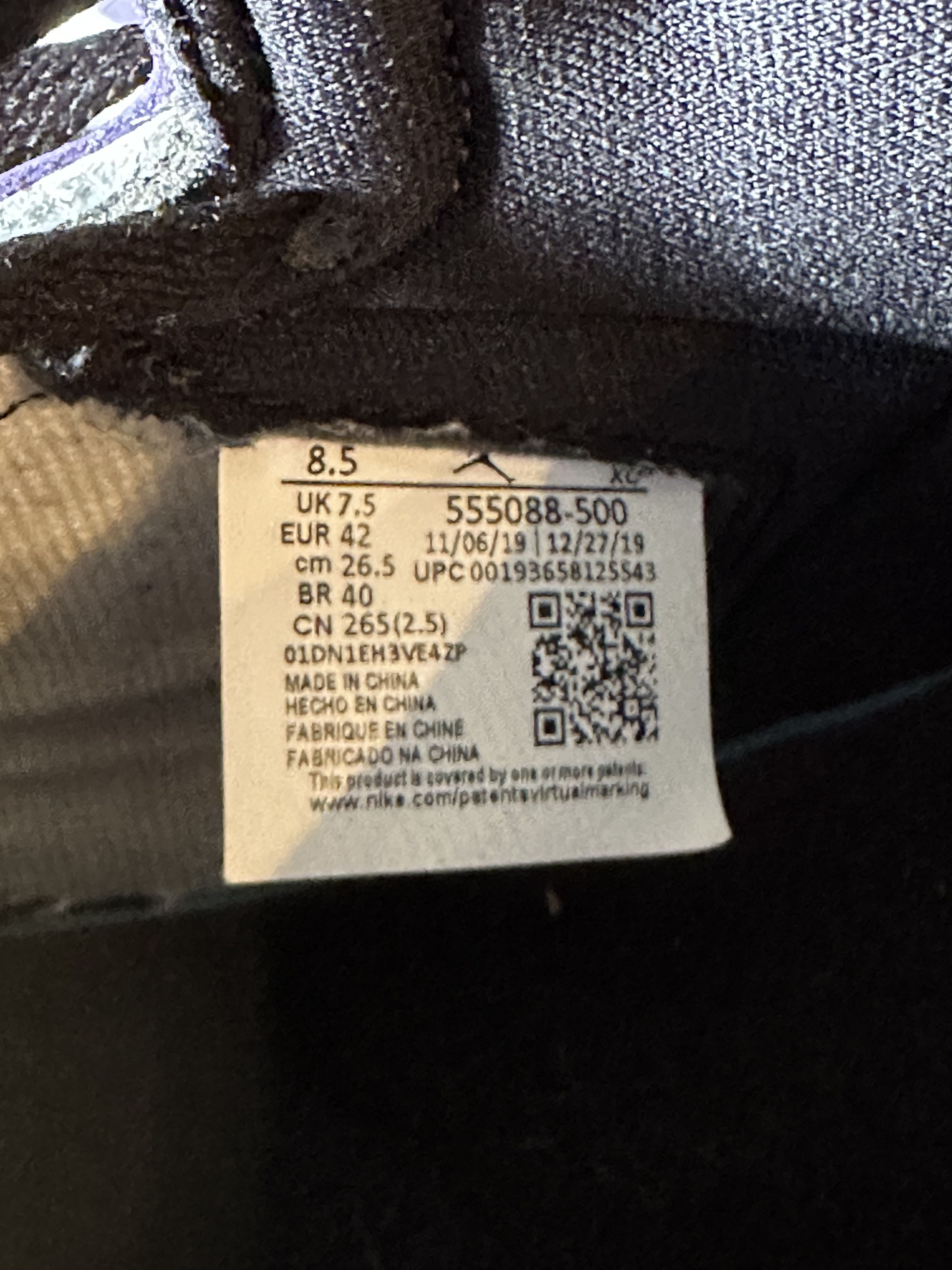 Jordan Brand Nike Air Jordan 1 High Court Purple Size US 8.5 / EU 41-42 - 10 Thumbnail