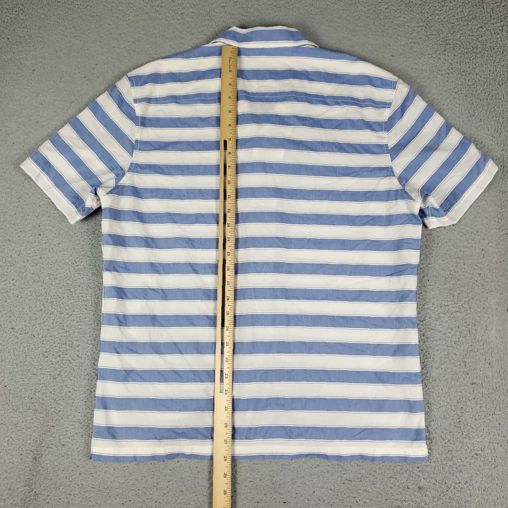 johnnie-O johnnie-O Shirt Adult Medium Blue White Striped Camp Collar Button Up Mens Size US M / EU 48-50 / 2 - 4 Thumbnail