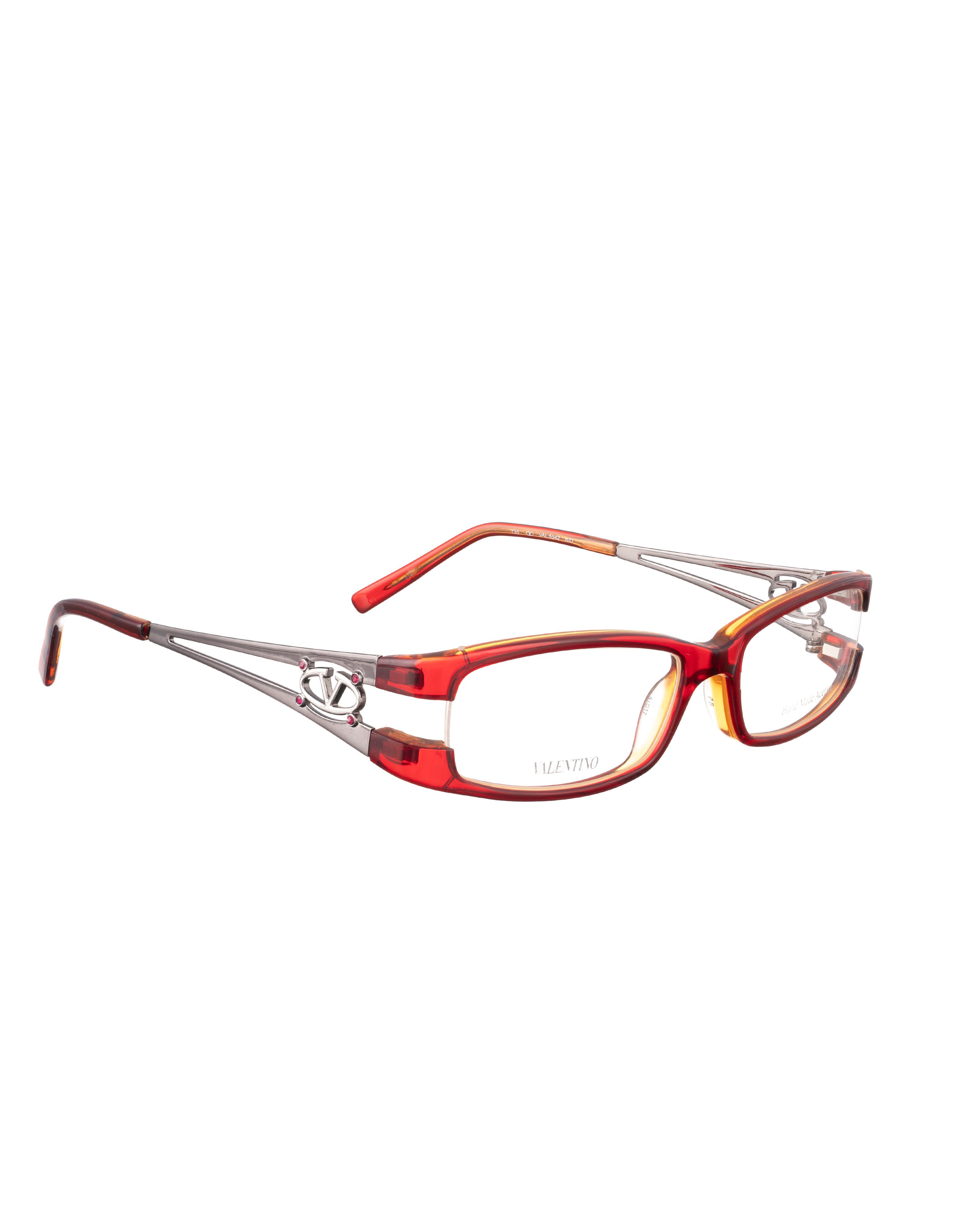 Valentino Valentino 00s Red & Silver Glasses with Big Logo Size ONE SIZE - 1 Thumbnail
