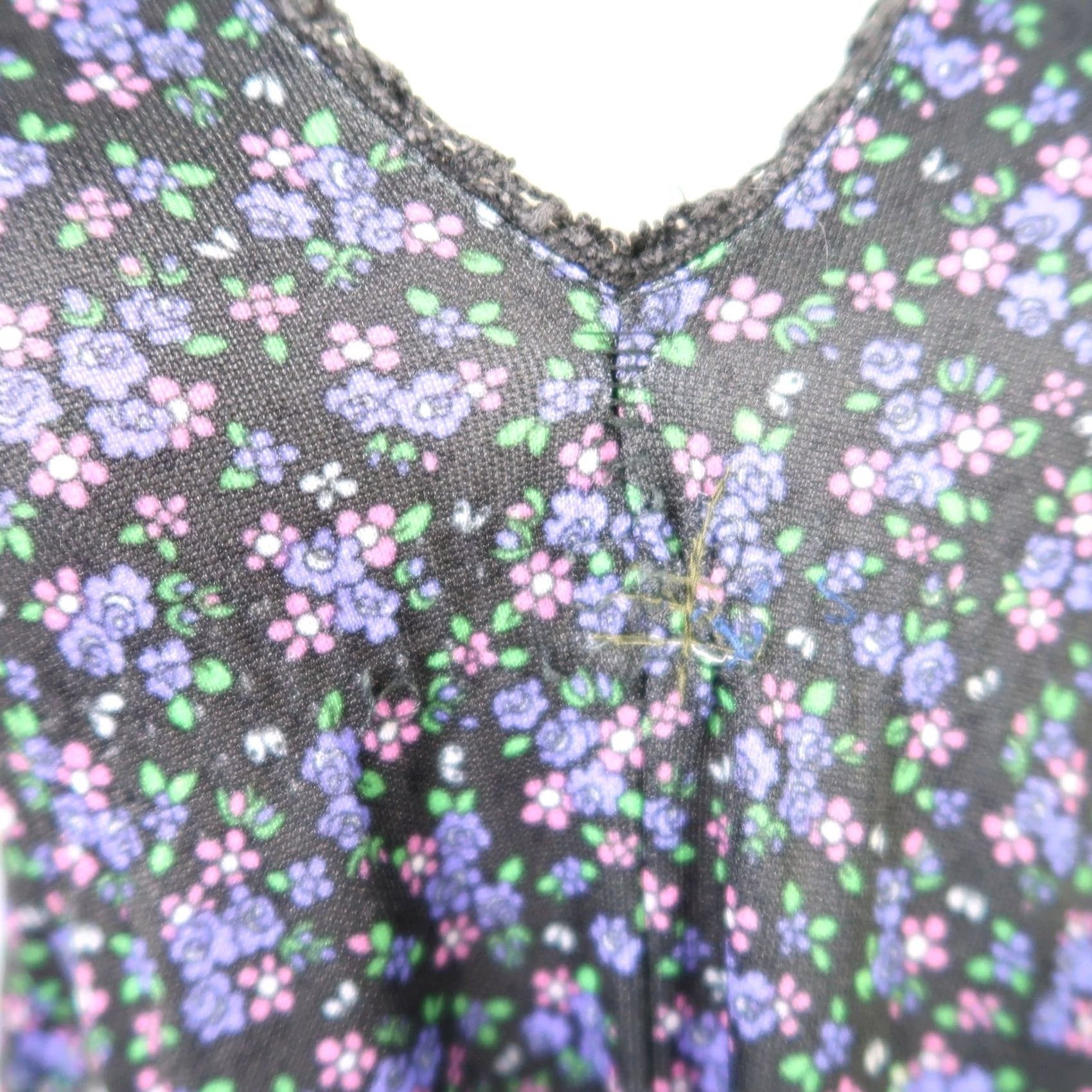Vintage VINTAGE 70s black purple calico floral maxi Dress S Size M / US 6-8 / IT 42-44 - 6 Thumbnail