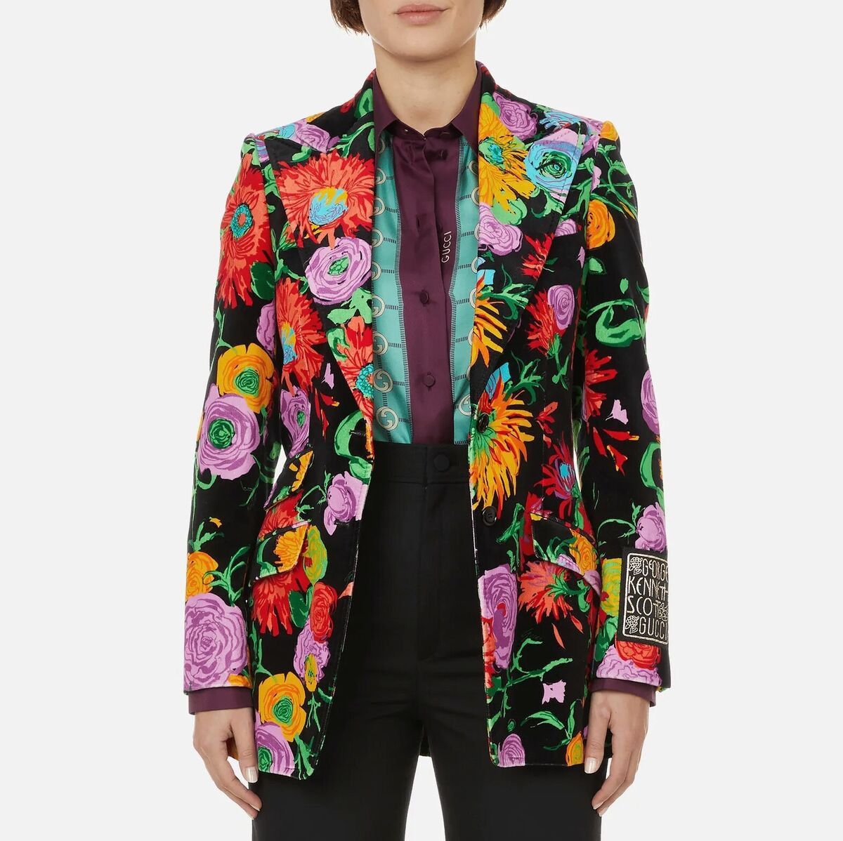 Gucci × Ken Scott floral velvet blazer