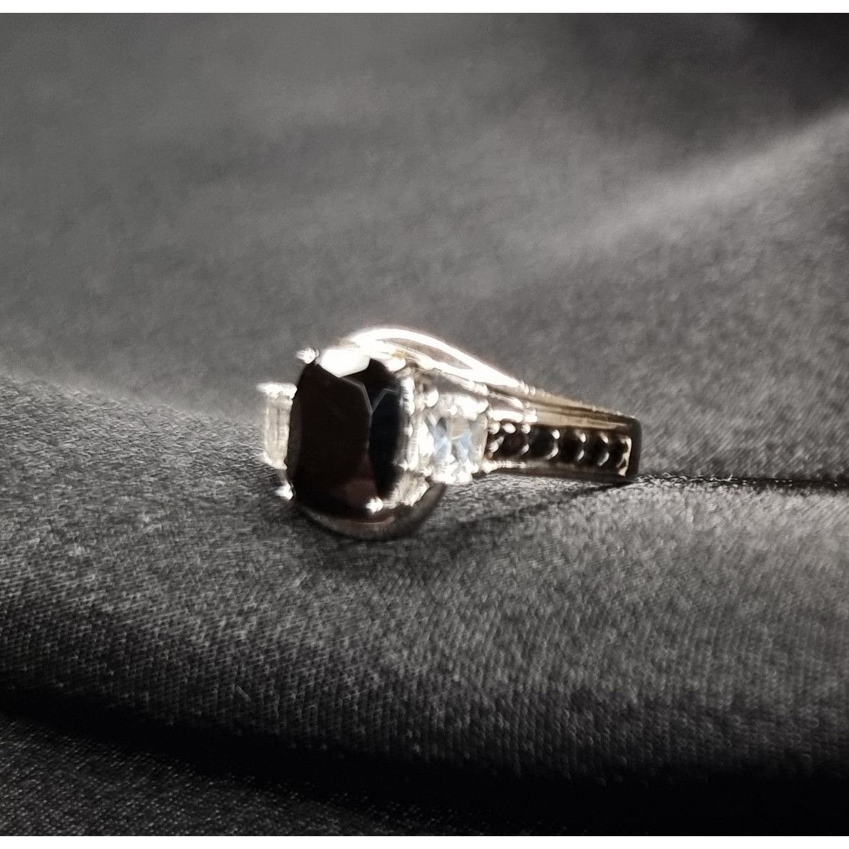 Vintage BGE Signed Black Onyx 925 Sterling Silver Ring Size 6 Size ONE SIZE - 3 Thumbnail