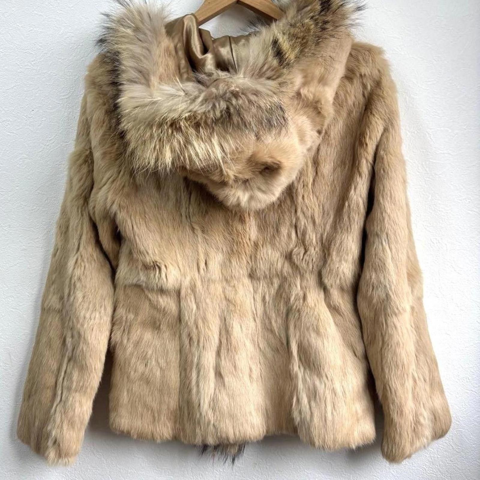 Other Real rabbit fur fairy grunge boho beige fur coat with hoodie Size XS / US 0-2 / IT 36-38 - 4 Thumbnail