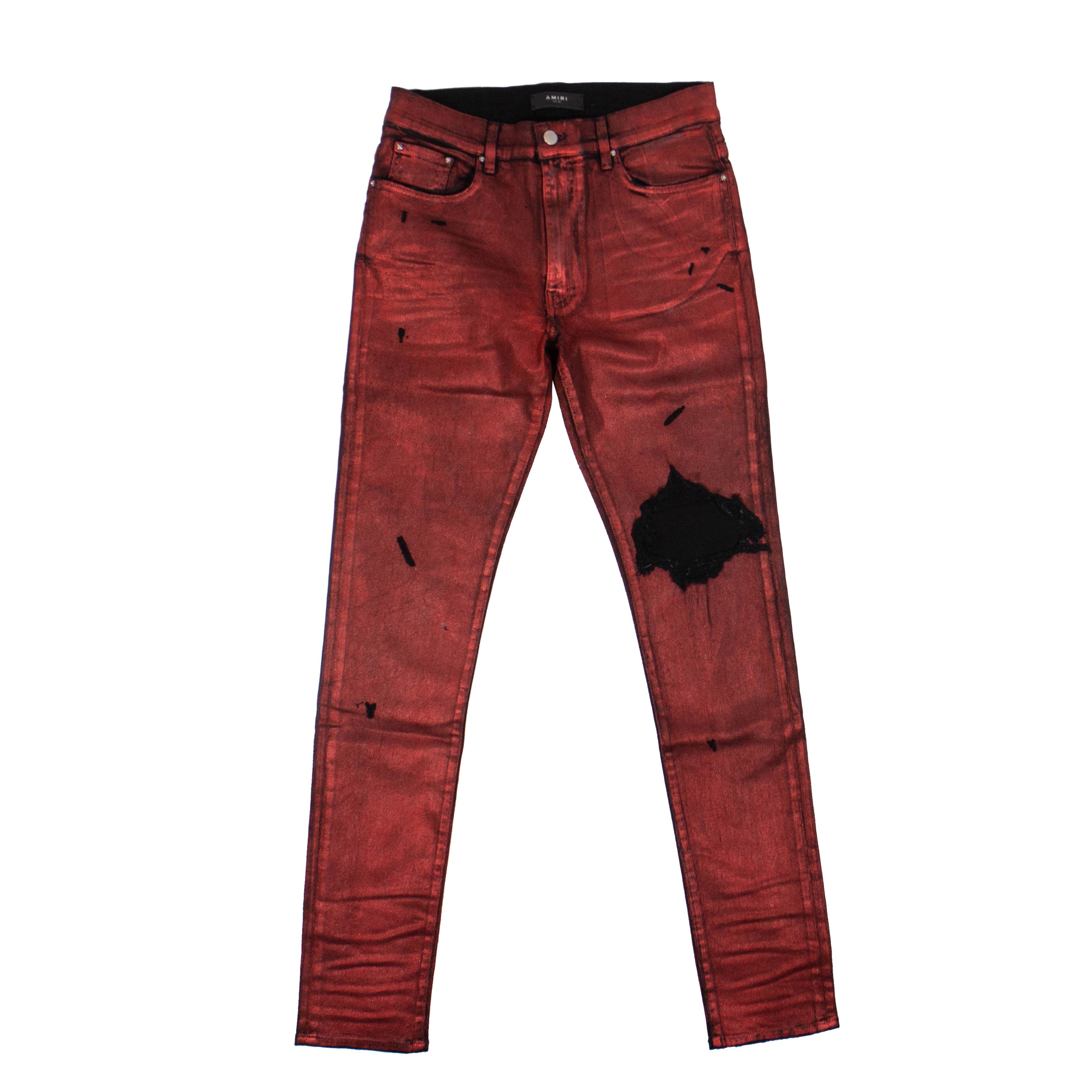 image of Amiri Black / Red Foil Broken Jean Size 32, Men's