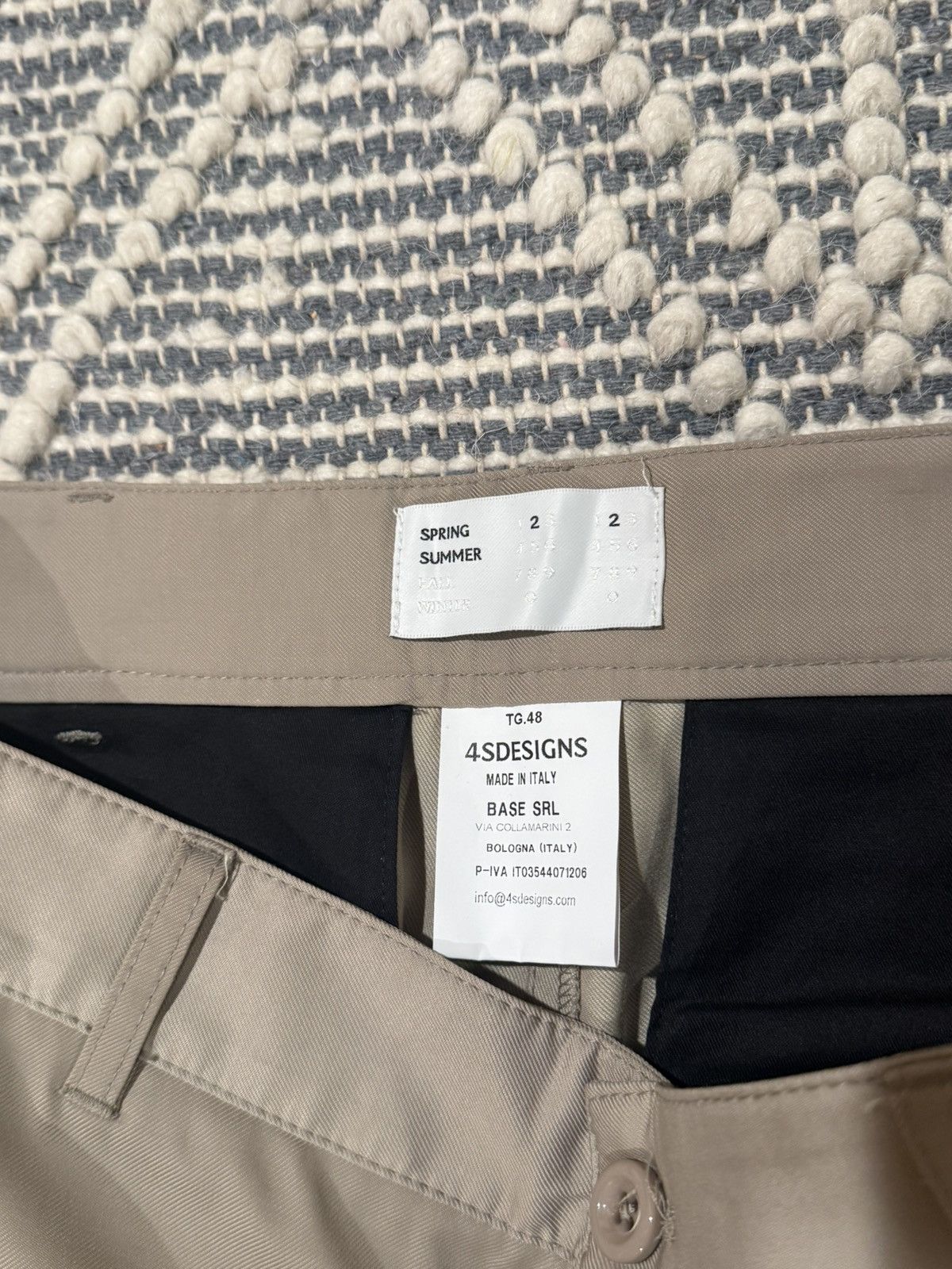 4SDESIGNS Perforated leather panel pants double knee tan beig chino Size US 32 / EU 48 - 3 Thumbnail