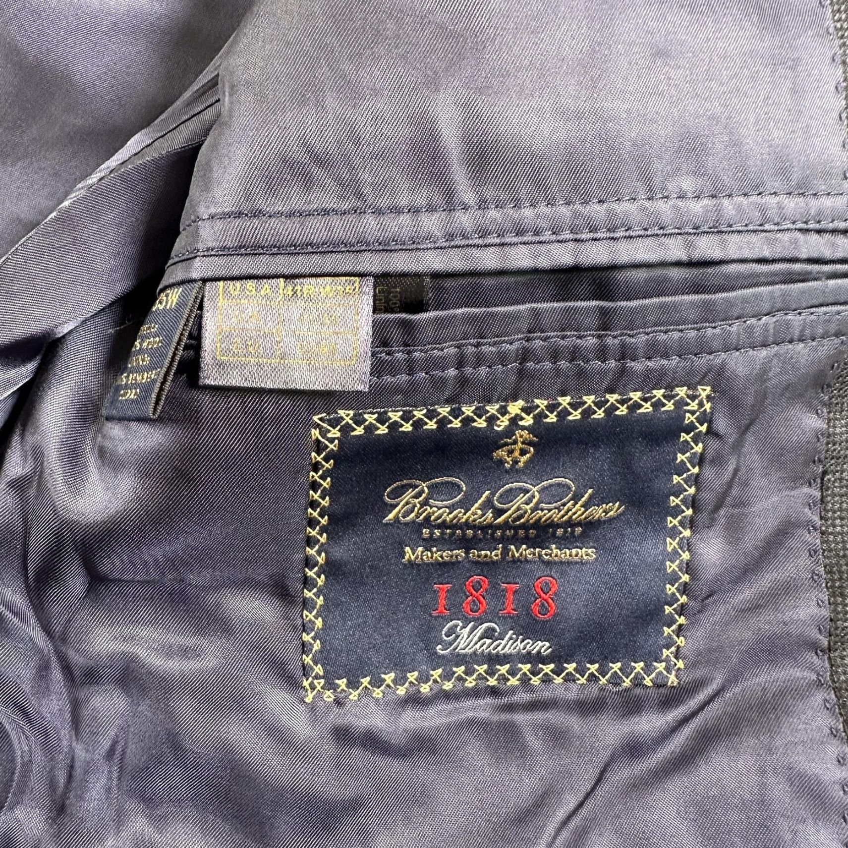 Brooks Brothers Brooks Brothers 1818 Madison Suit Blazer Pants Mens 52 34W Blue Wool 2 Piece USA Size 52R - 7 Thumbnail