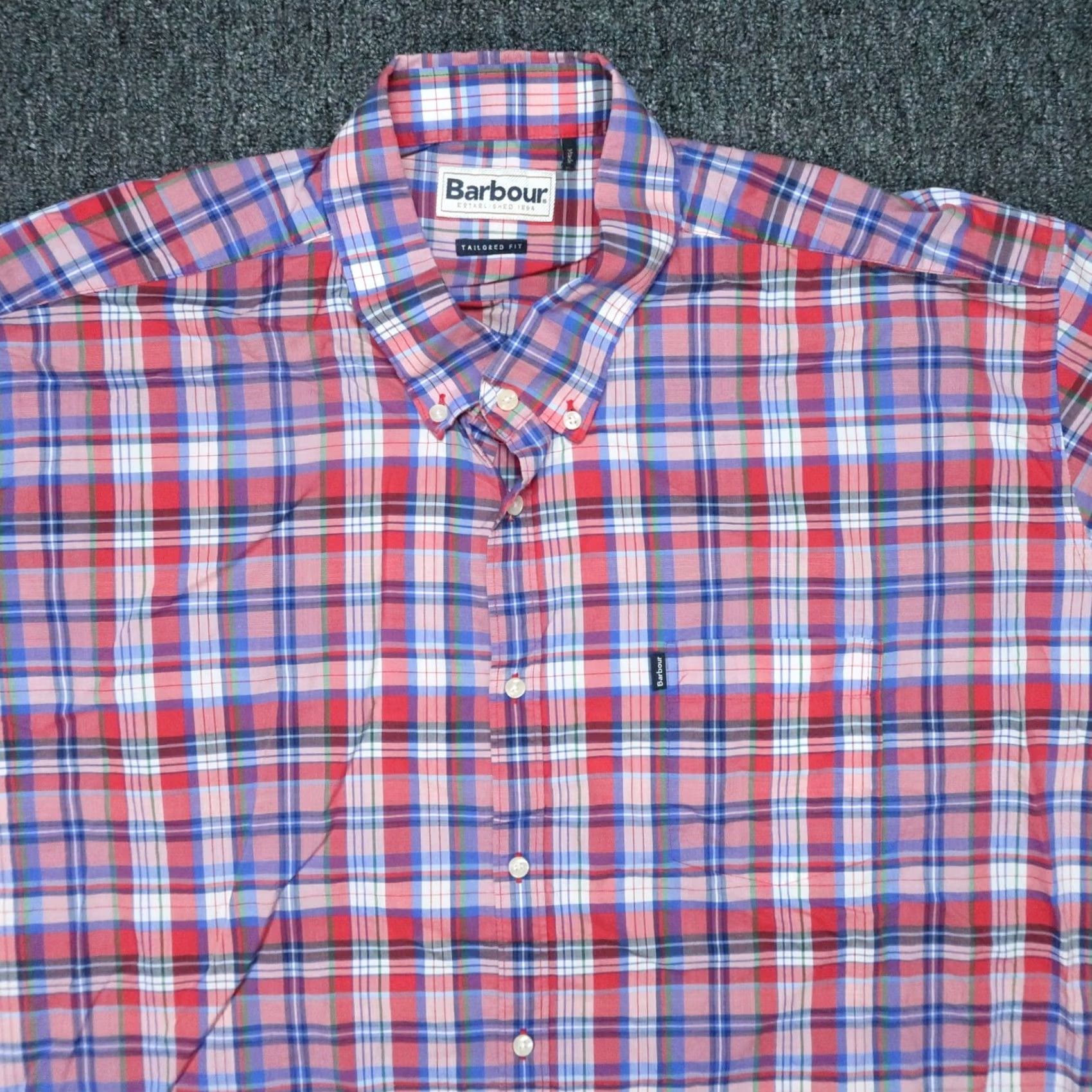 Barbour Barbour Shirt Mens 2XL Red Plaid Short Sleeve Button-Up Tailored Fit Collar-Down Size US XXL / EU 58 / 5 - 2 Thumbnail