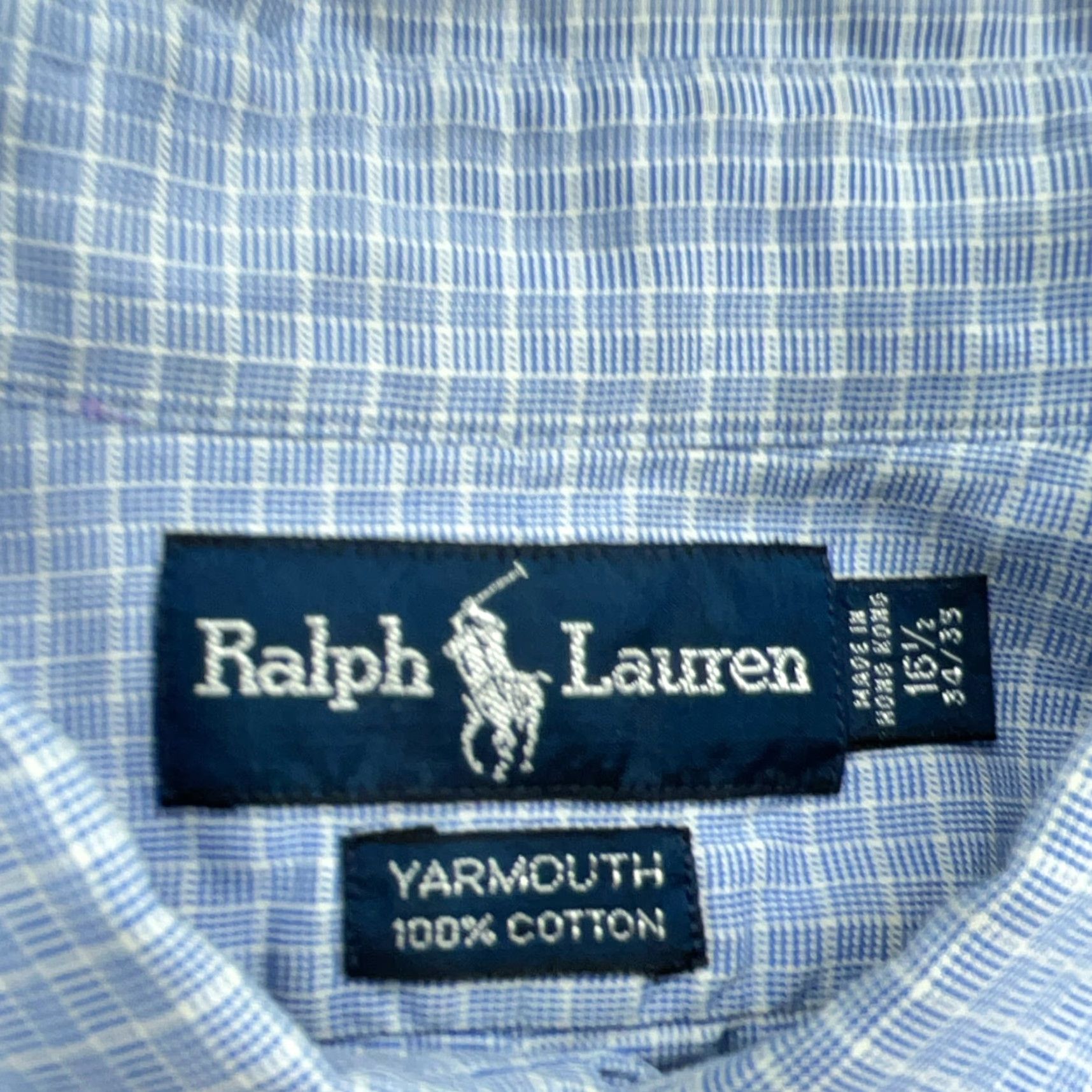 Ralph Lauren Ralph Lauren Shirt Men 16.5 34 Blue Plaid Button Up Dress Yarmouth Pony Adult Size 46R - 4 Thumbnail