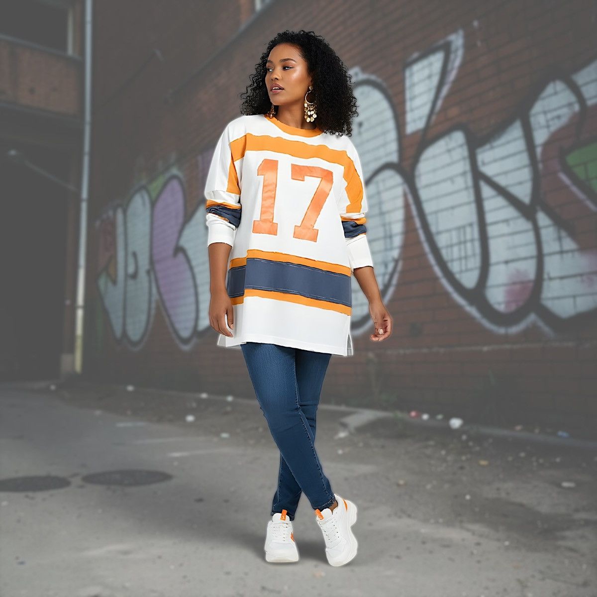 Other La Biz Long Sleeve Heritage T-Shirt White Blue Orange Sz S Size S / US 4 / IT 40 - 1 Thumbnail