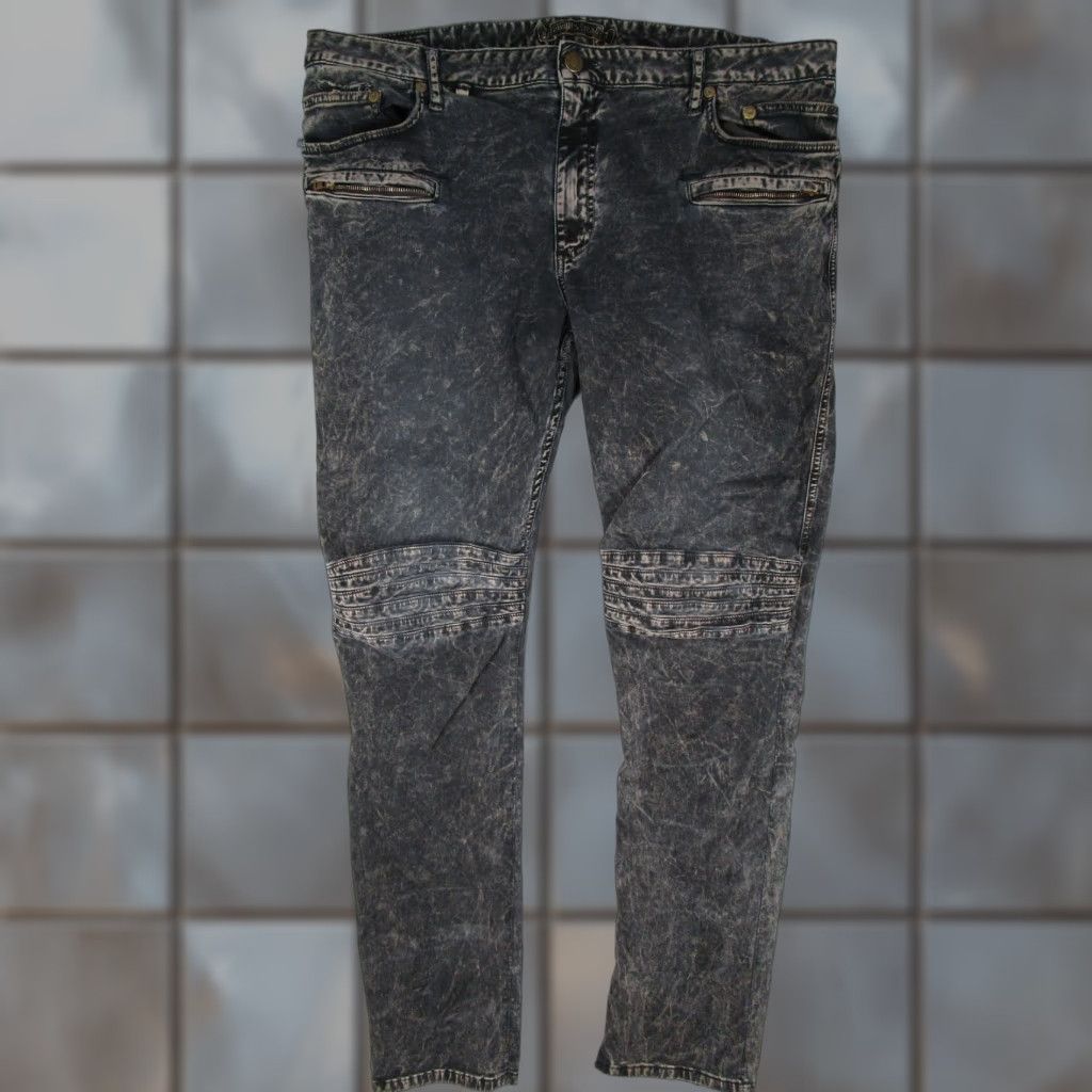 Vintage VINTAGE Robin's Jean Jeans Mens 42 Black Gray Moto Biker Zipper Pockets Distressed Size US 42 / EU 58 - 1 Thumbnail