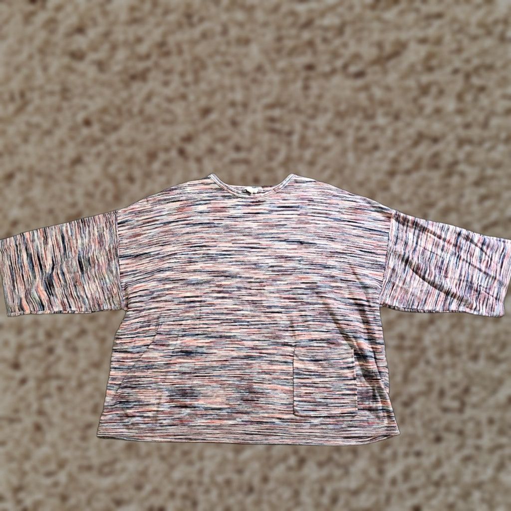 J. Jill J Jill Sweater Top Womens Large Pink Blue Short Sleeve Knit Casual Oversized Pullover Knit Shirt Vintage? No Size L / US 10 / IT 46 - 1 Thumbnail