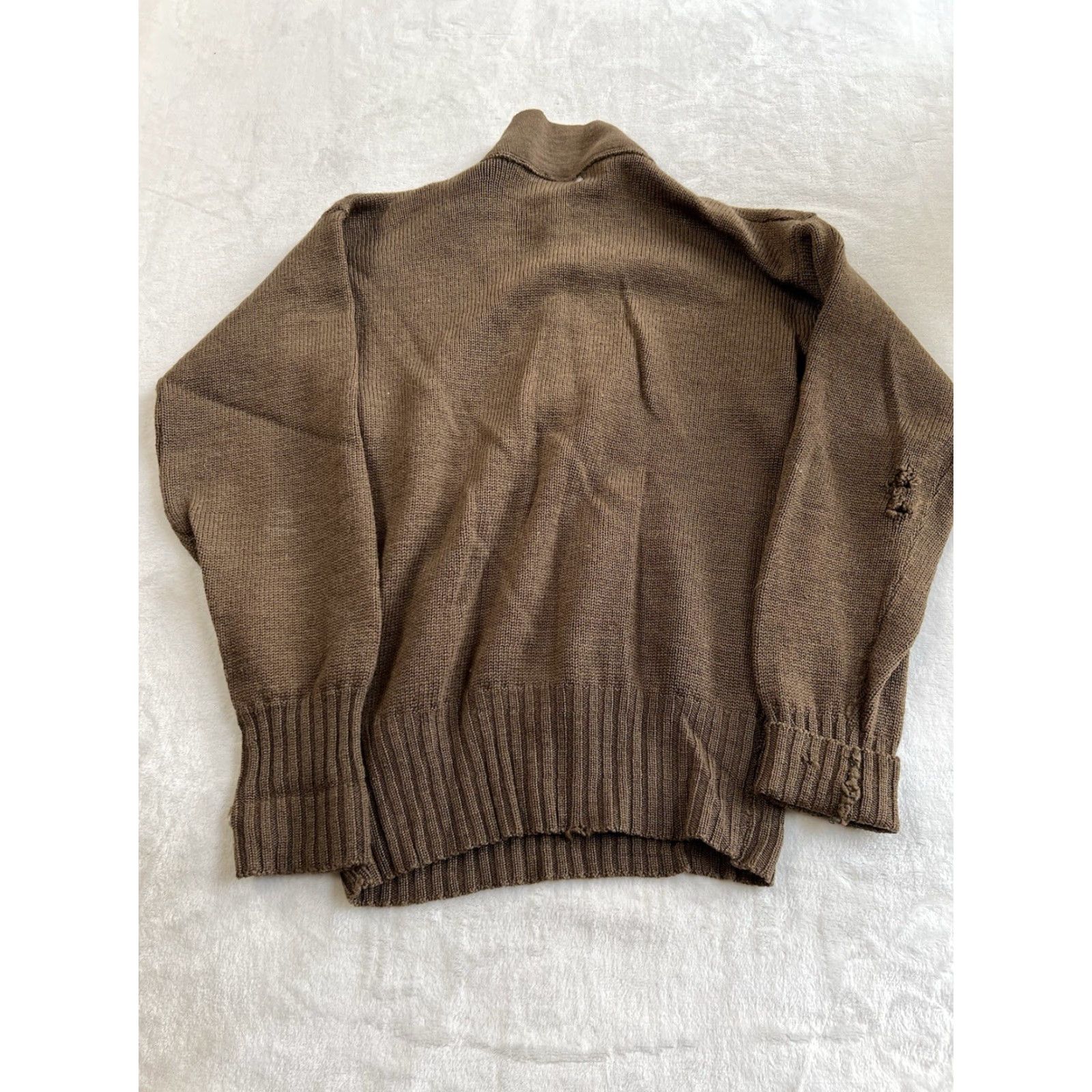 Olive VINTAGE Jack Young Mens Medium 100% Wool Brown Olive Drab Shawl Button Sweater Slim Fit Size US M / EU 48-50 / 2 - 7 Thumbnail