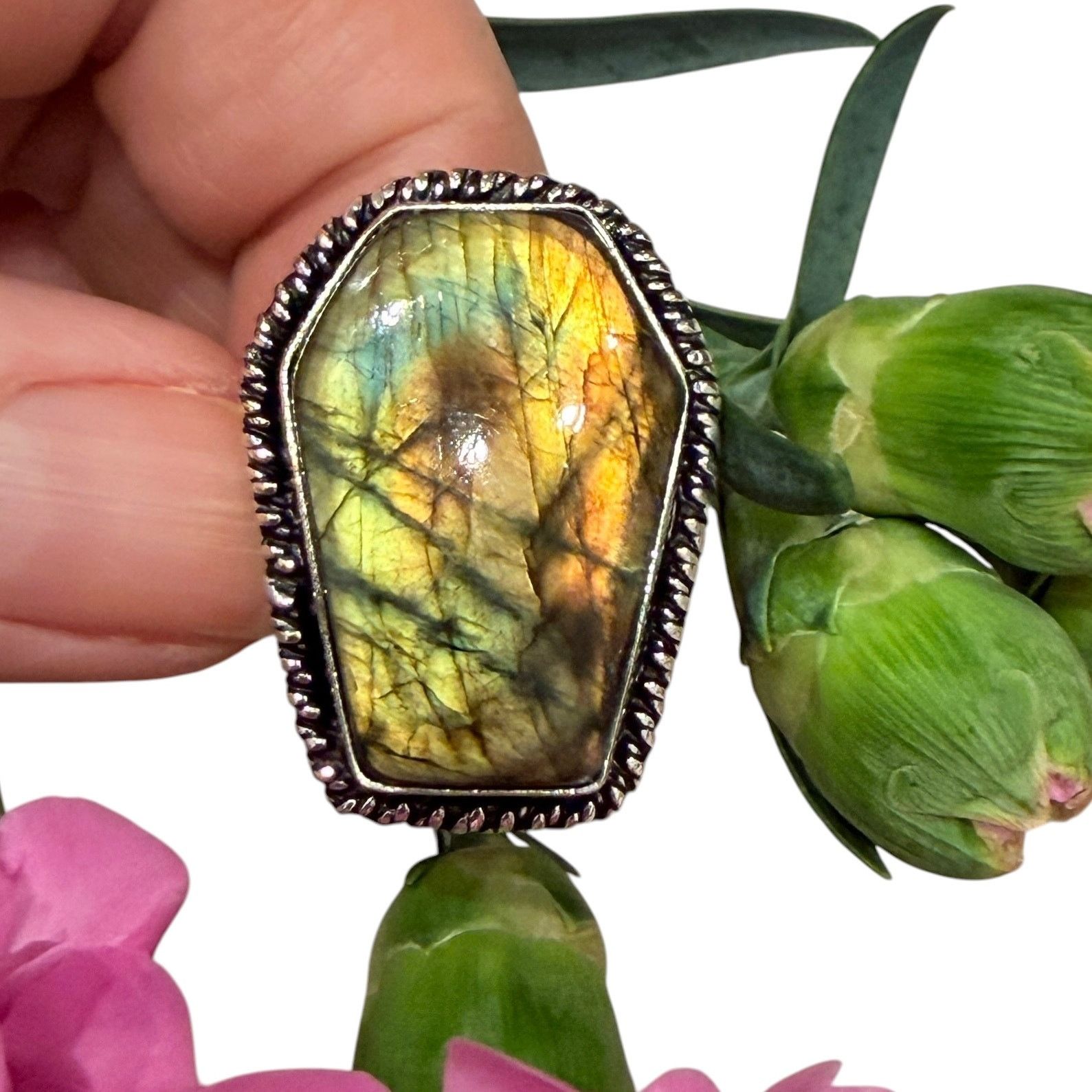 The Unbranded Brand Coffin Labradorite Ring Size ONE SIZE - 1 Thumbnail