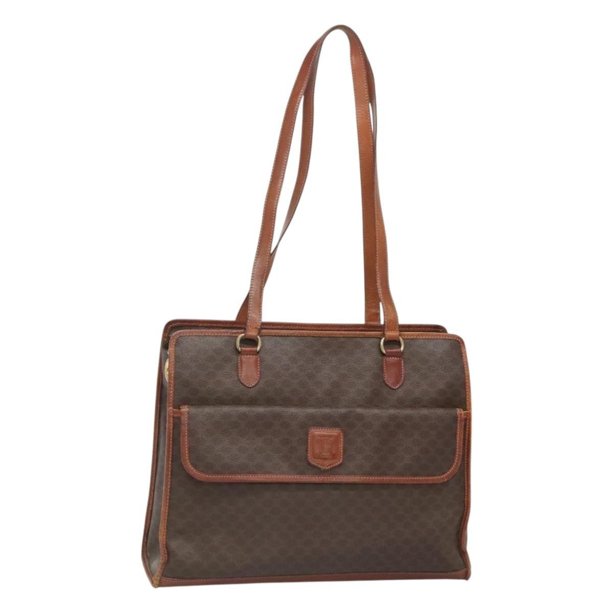 Celine CELINE Macadam Canvas Shoulder Bag Pvc Leather Brown Gold Size ONE SIZE - 1 Thumbnail