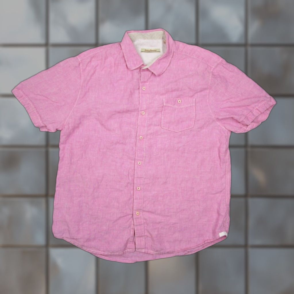 Tommy Bahama VINTAGE Tommy Bahama Shirt Mens XL Pink Linen Button-Up Hawaiian Tropical Beach Summer Casual Size US XL / EU 56 / 4 - 1 Thumbnail