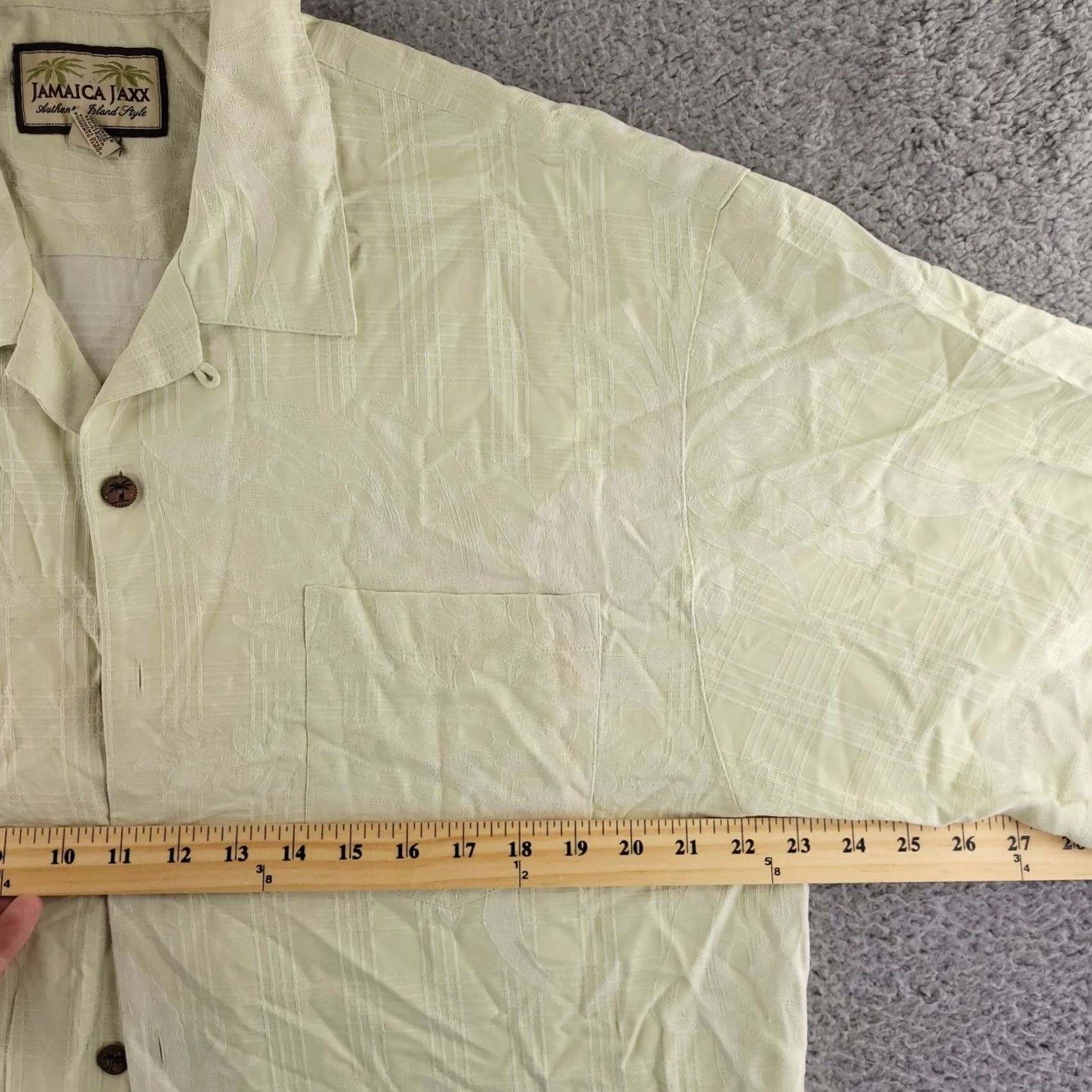 Vintage Hawaiian 100% Silk Shirt Mens Large Green Floral Short Sleeve Button-Up Jamaica Jaxx Size US L / EU 52-54 / 3 - 5 Thumbnail