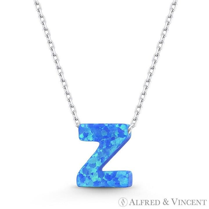 Other Blue Lab Opal Initial "Z" Pendant Anchor Chain Necklace Size ONE SIZE - 1 Preview
