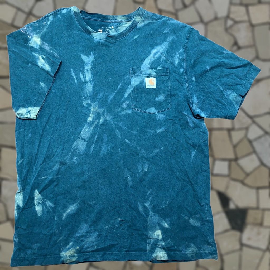 Carhartt Carhartt T Shirt Mens Large Green Crew Neck Short Sleeve Tie Dye Acid Wash Vintage Look 90s Outdoor Classic Logo Size US L / EU 52-54 / 3 - 1 Thumbnail
