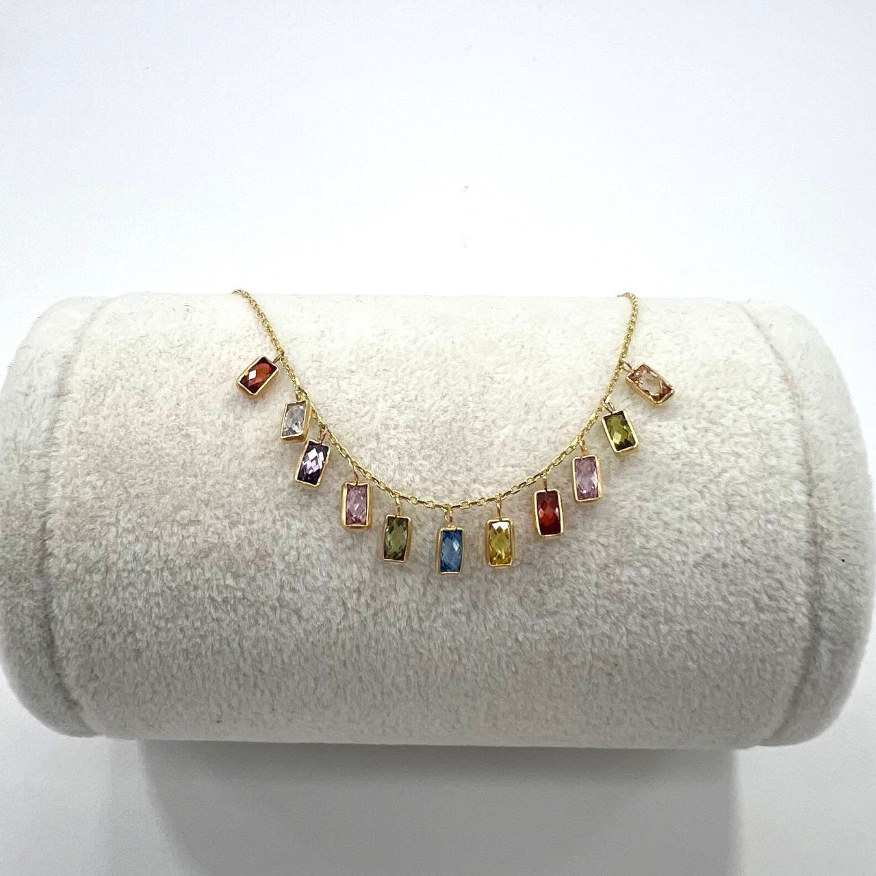 Other Elegant 14K gold bracelet adorned with vibrant multicolored Size ONE SIZE - 10 Thumbnail