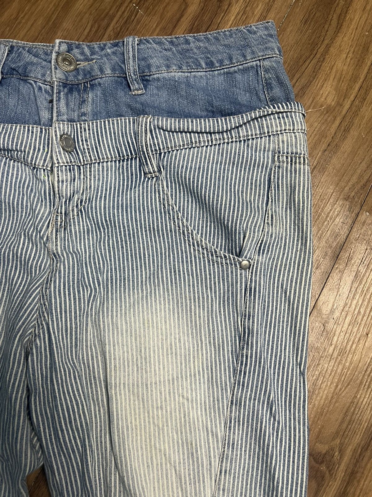 If Six Was Nine Vintage Cutie Blonde Bio-Stone Wash Pinstripe Jeans (40) Size 32" / US 10 / IT 46 - 6 Thumbnail