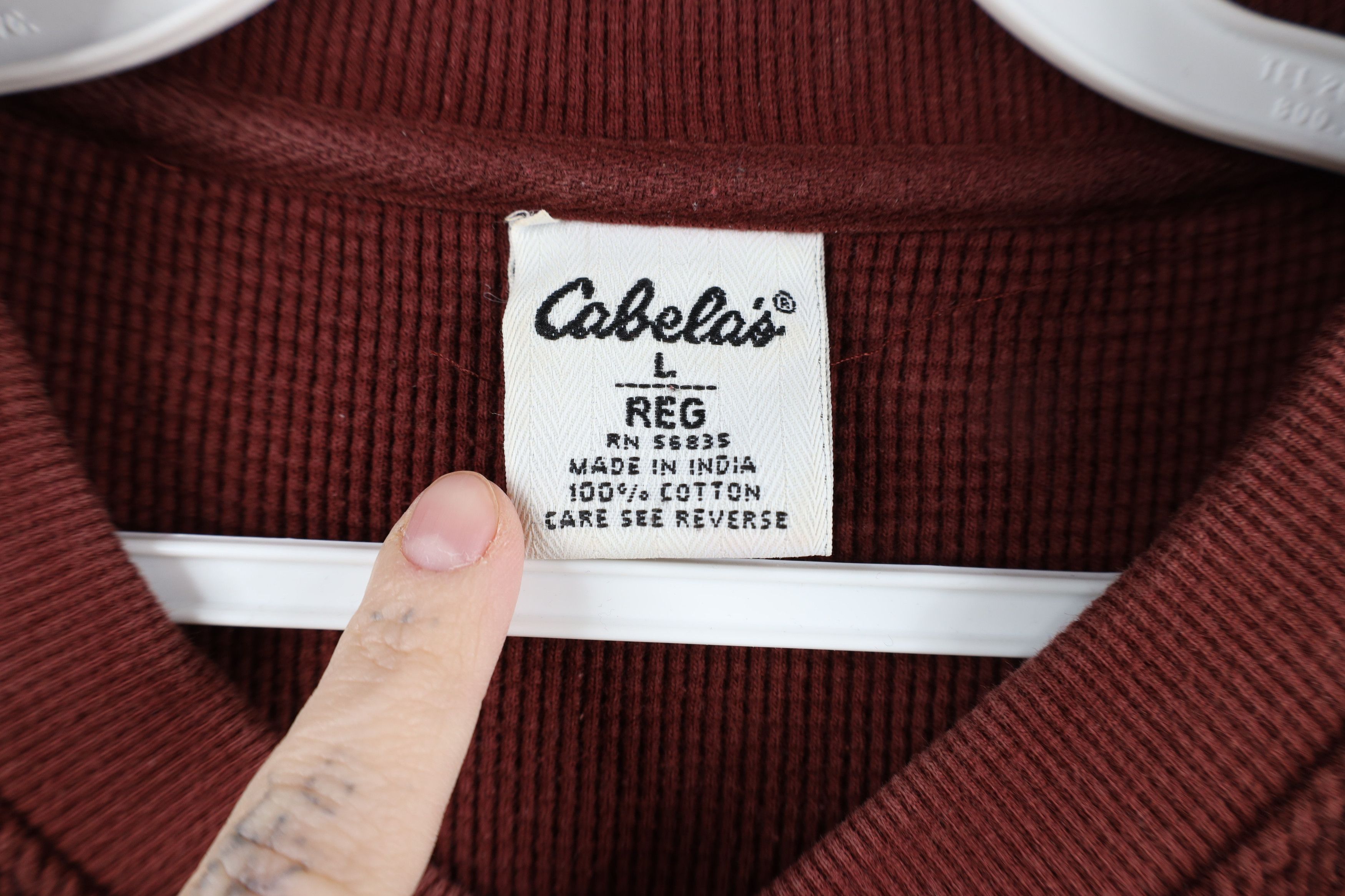 Cabelas × Vintage Vintage 90s Cabelas Blank Thermal Waffle Knit Henley T-Shirt Size US L / EU 52-54 / 3 - 6 Thumbnail