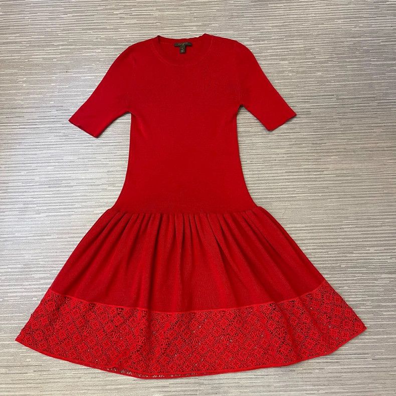 Louis Vuitton Louis Vuitton Red Knitted Dress - dmc Size M / US 6-8 / IT 42-44 - 1 Thumbnail