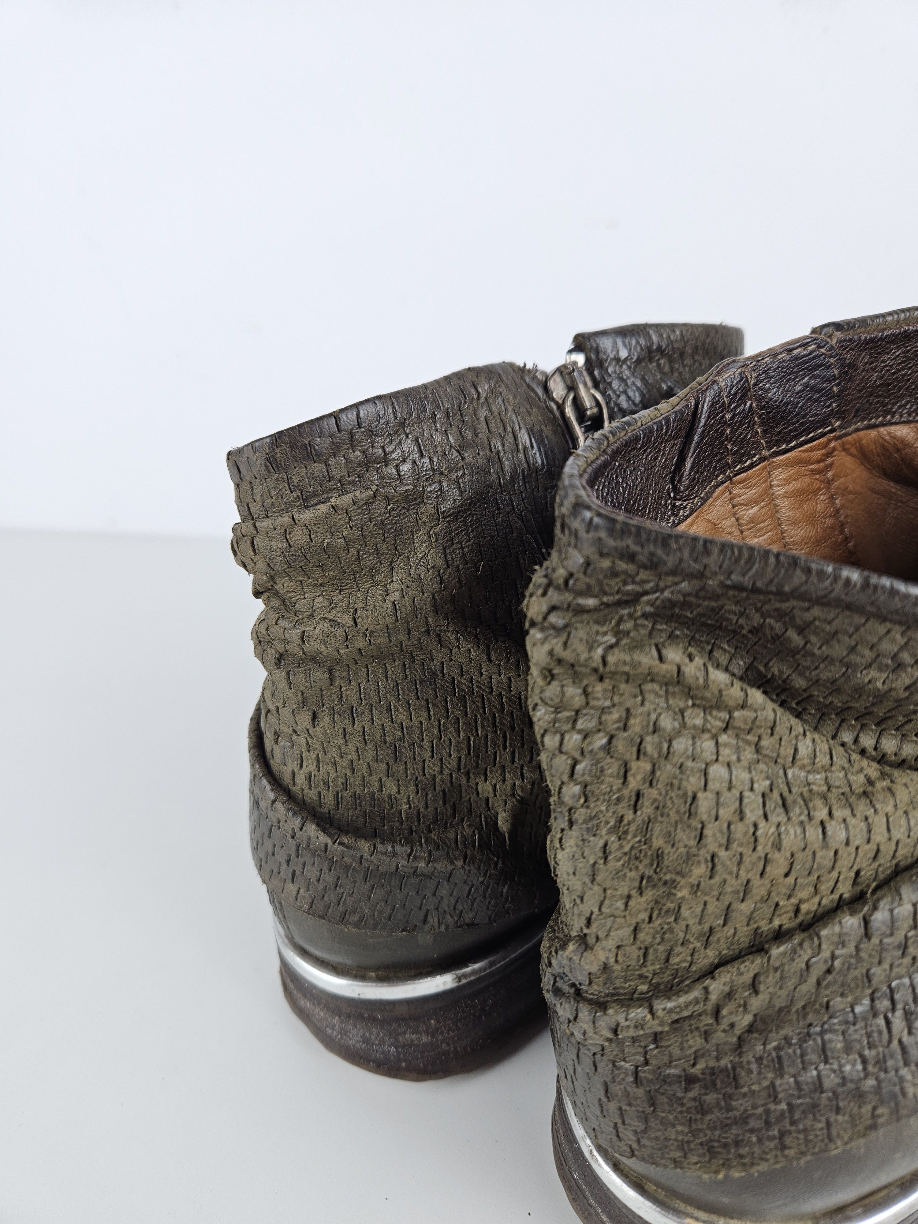 A.S.98 Archive AS98 olive leather bondage side zip ankle boots Size US 10 / IT 40 - 13 Thumbnail