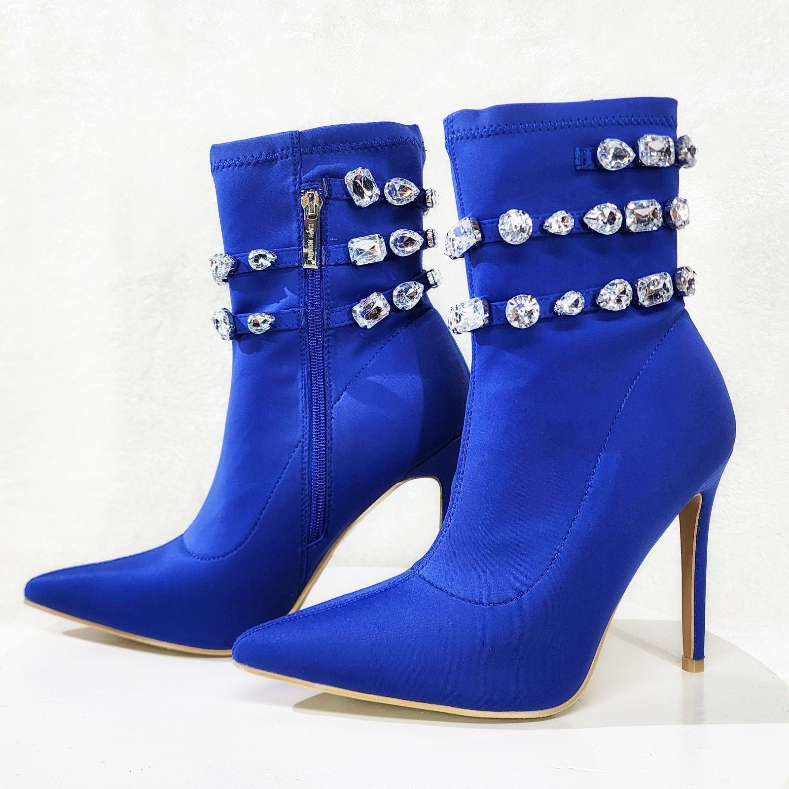 Other Allure Sexy Stiletto High Heels Blue Stretch Ankle Boot Chel Size US 8 / IT 38 - 5 Thumbnail