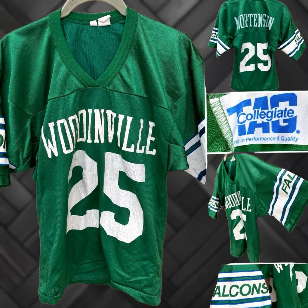 Vintage VINTAGE Tag Collegiate Football Jersey Woodinville Falcons 25 M Mens Boys 70s 80s Green Nylon Short Sleeve Vintage Authenticity Sportswear/Beach Size US M / EU 48-50 / 2 - 1 Thumbnail