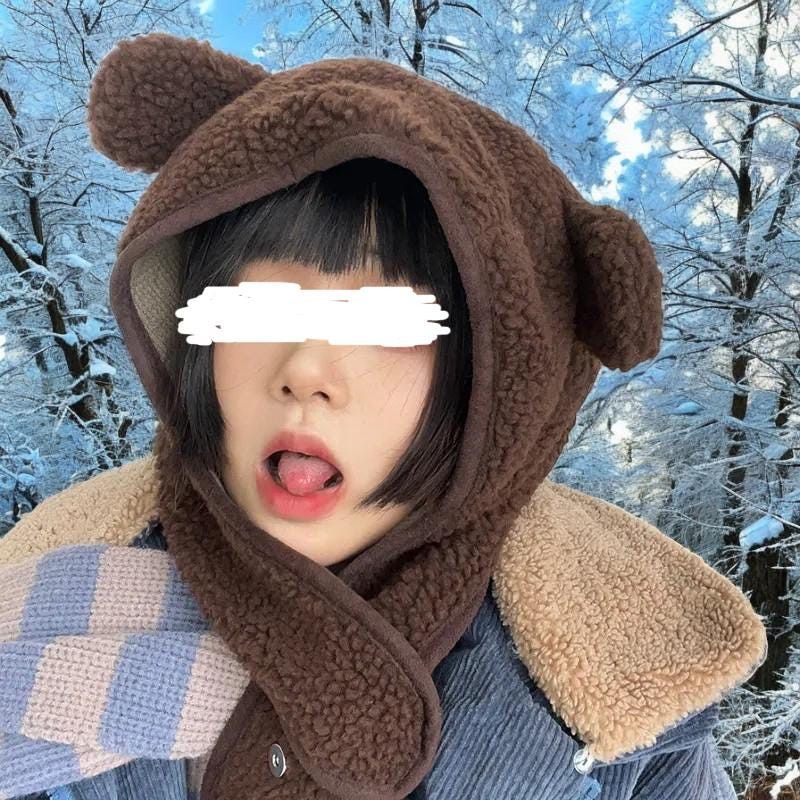 Other Bear Hat Beanie Japanese Anime Style y2k alt Size ONE SIZE - 3 Thumbnail