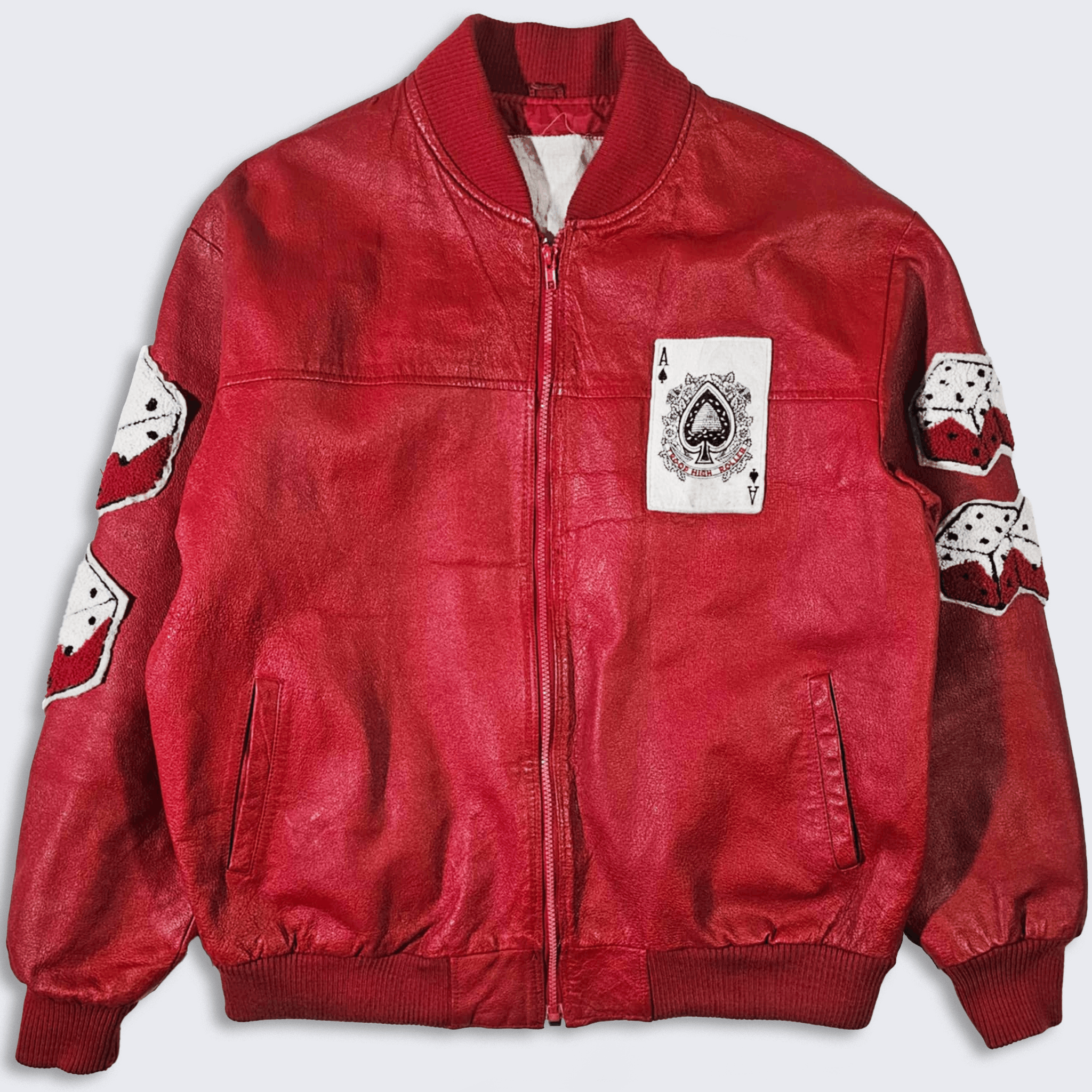 Vintage Troop Vintage 80s High Roller Gambler Leather Bomber Jacket Size US L / EU 52-54 / 3 - 2 Thumbnail