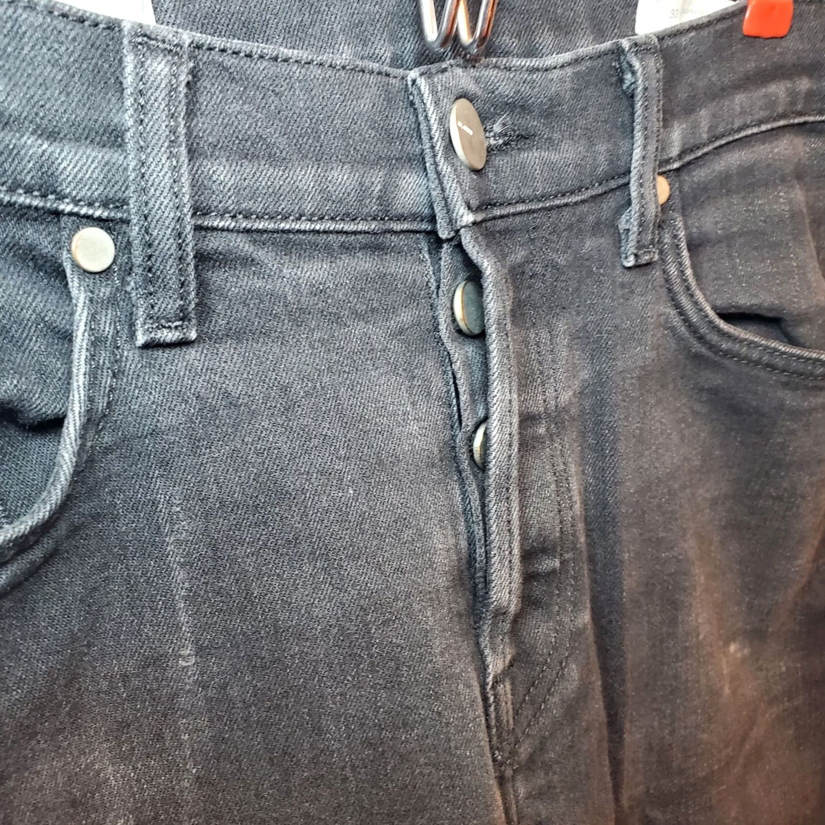 Vintage BALDWIN Jeans Mens 32 Black BLDWN SELVEDGE Modern Skinny Distressed Faded Size US 32 / EU 48 - 4 Thumbnail