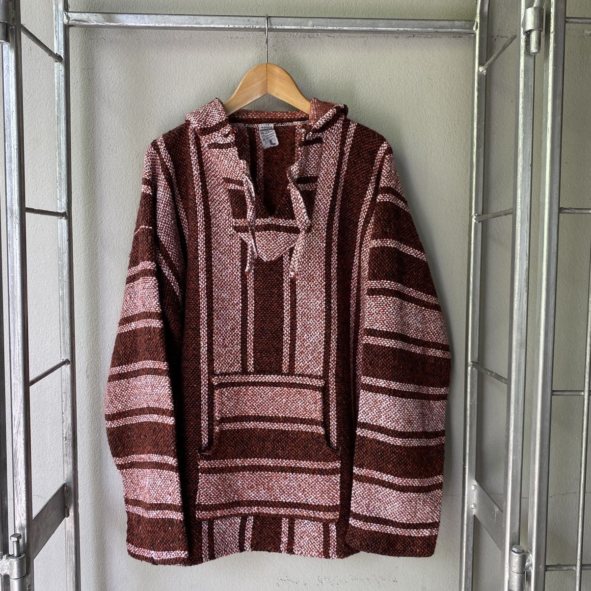 Vintage Brown & Pink Striped Baja Hoodie Size US M / EU 48-50 / 2 - 2 Thumbnail