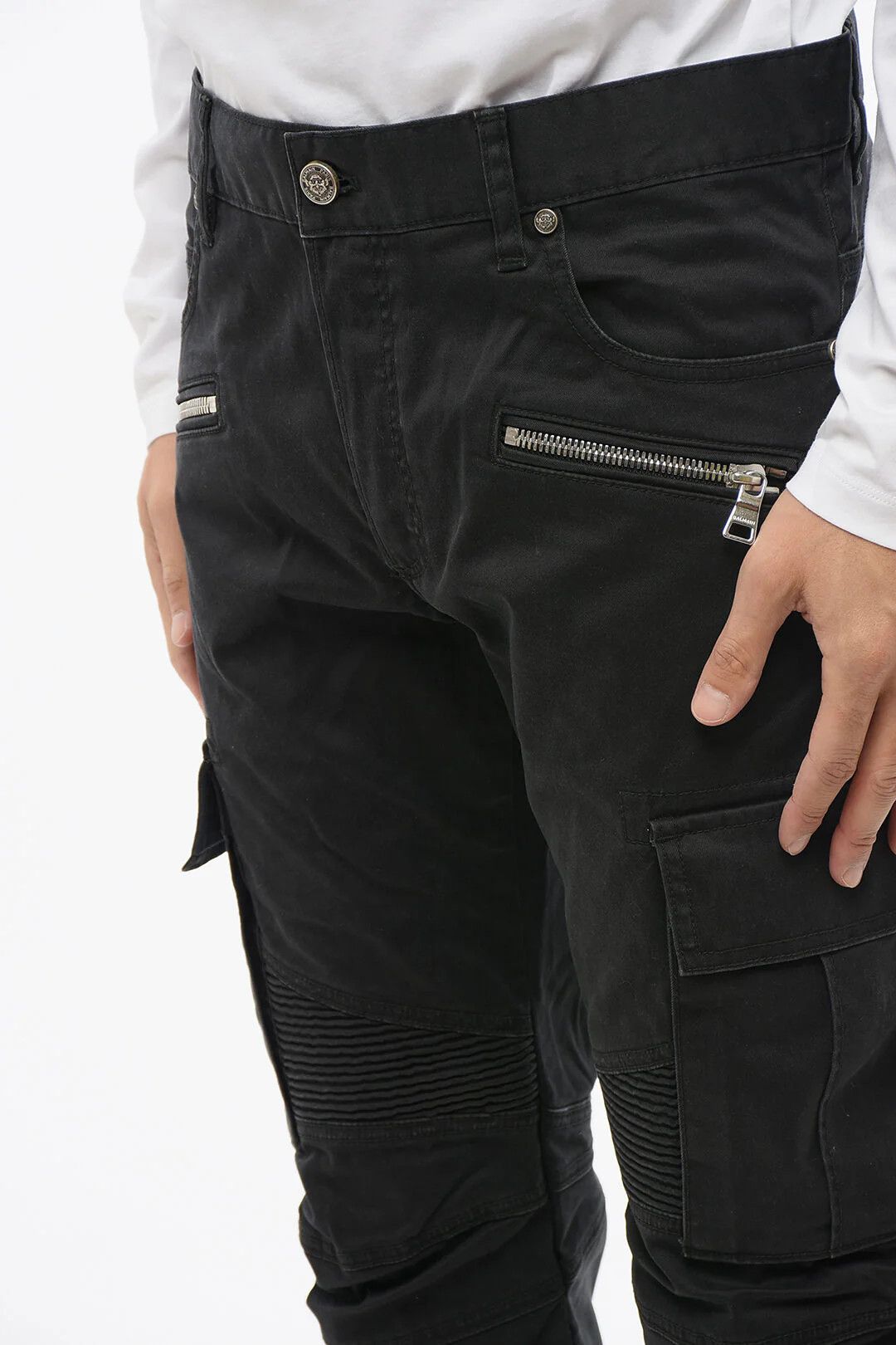 Balmain og1mm0326 Tapered Cargo Jeans in Black Size US 32 / EU 48 - 3 Thumbnail