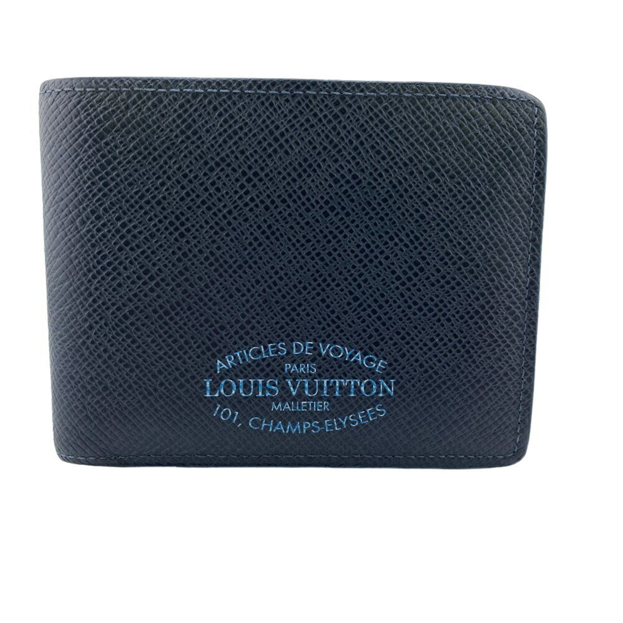 Louis Vuitton LOUIS VUITTON M30381 Portefeuille Multiple Taiga Billfold Navy Men's Size ONE SIZE - 1 Thumbnail