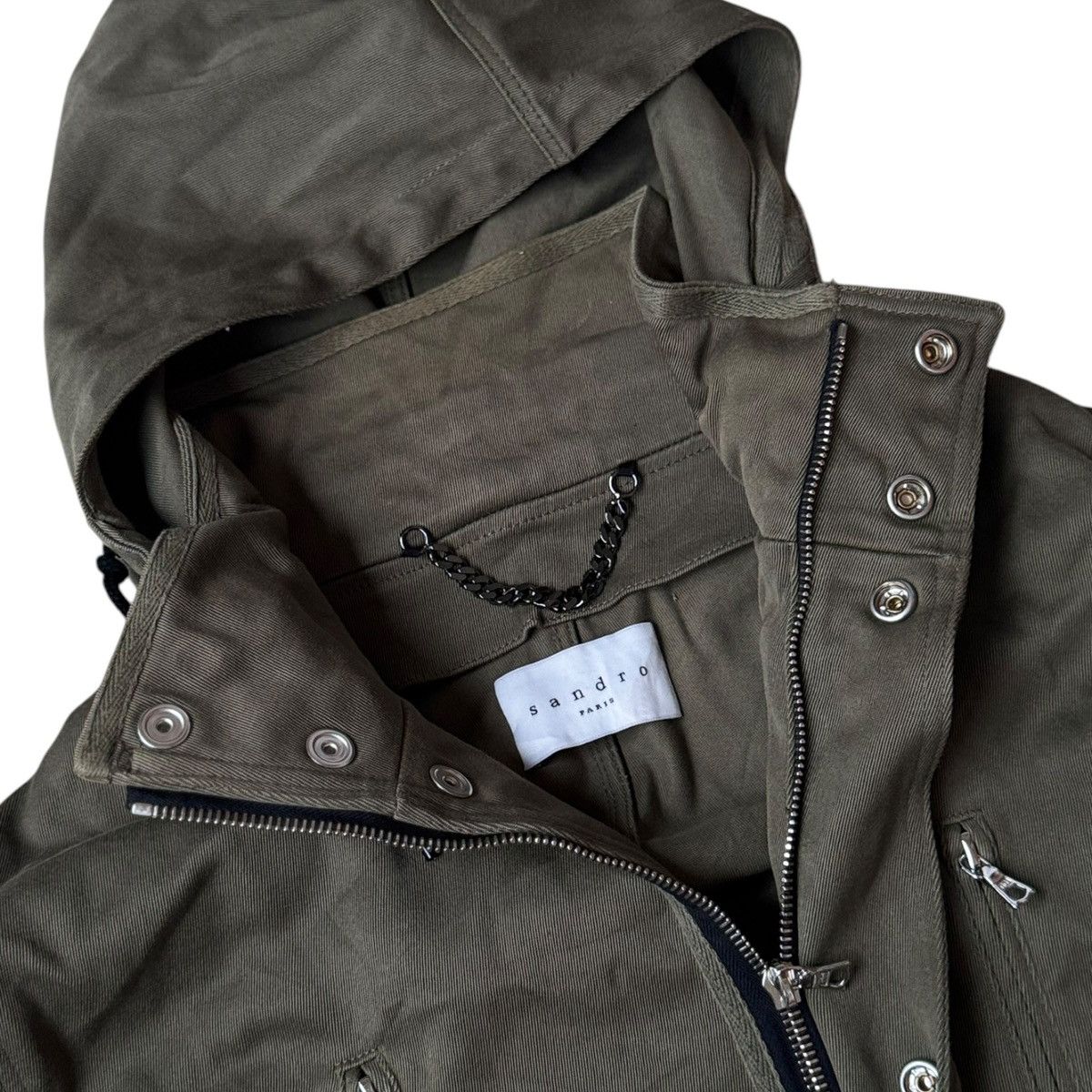 Sandro Sandro Paris Green Hooded Coat Utility Mens Jacket Size US S / EU 44-46 / 1 - 2 Thumbnail