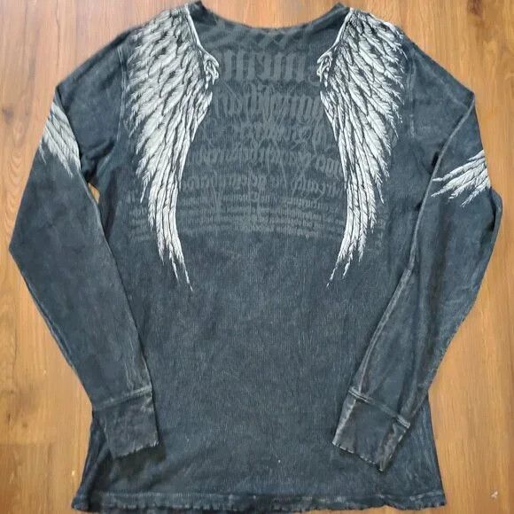 Other Vintage Y2K Affliction Ravens AOP Thermal Shirt Size US XL / EU 56 / 4 - 4 Thumbnail