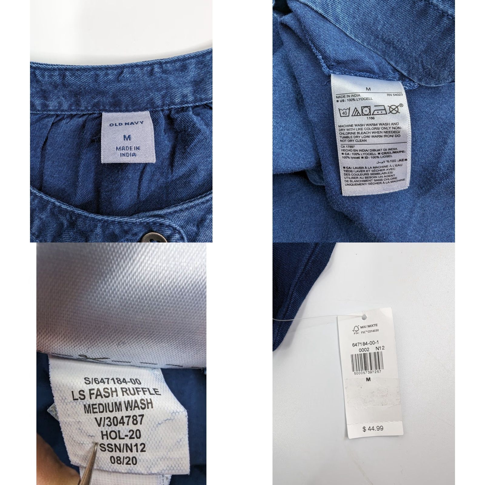 Old Navy NWT Old Navy Shirt Dress Denim Chambray Ruffle Long Sleeve Knee Length Blue M Womens Regular Size 647184 Size M / US 6-8 / IT 42-44 - 8 Thumbnail